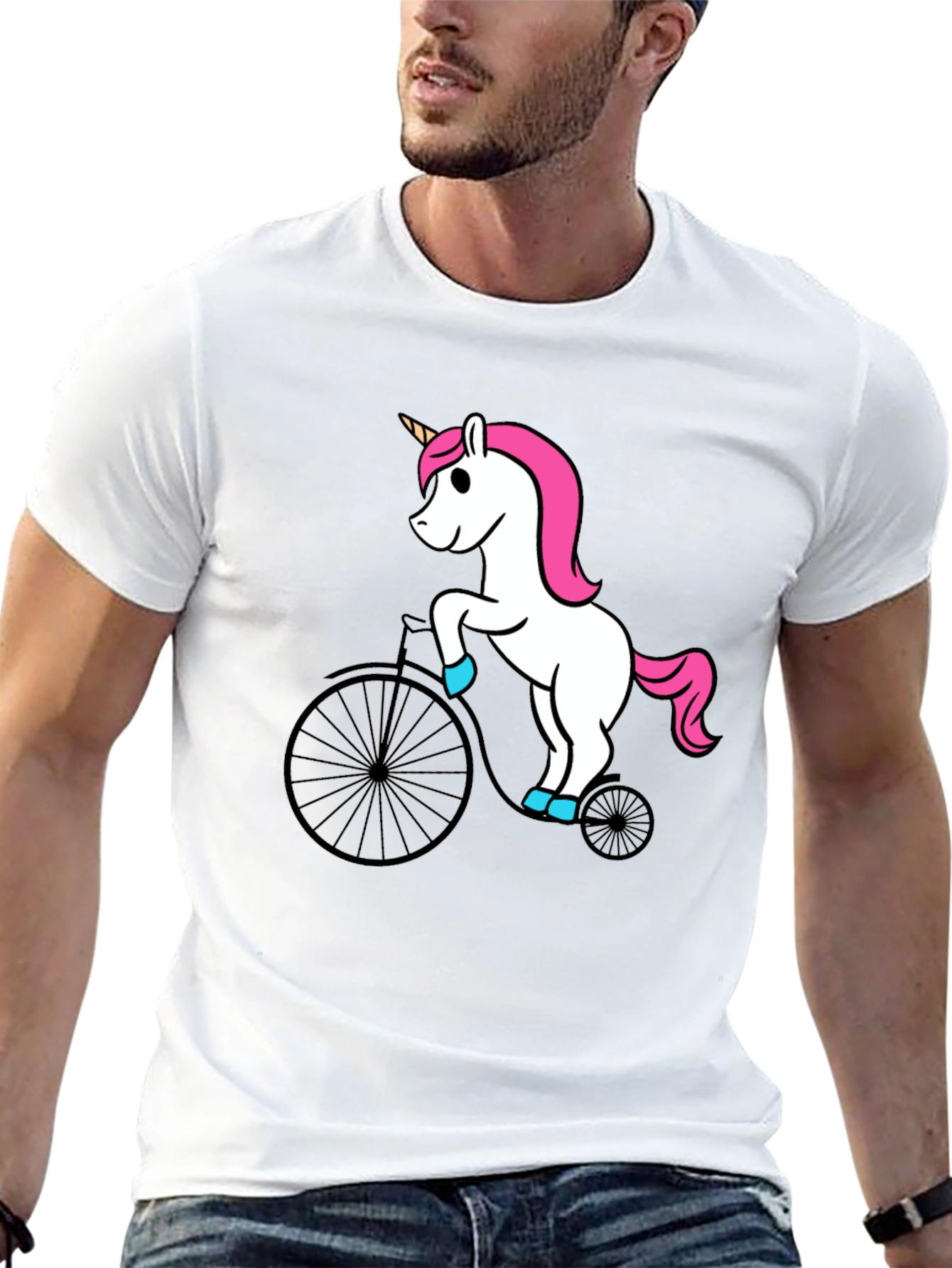 Black Unicorn on Bike Graphic Tee - Black view 13
