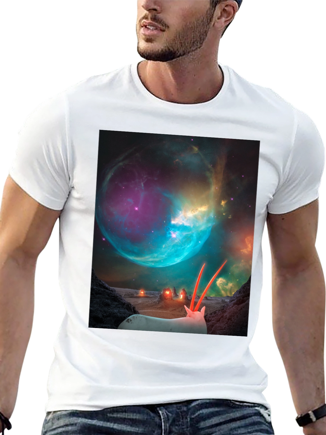 Black Sci-Fi Alien Landscape T-Shirt view 13