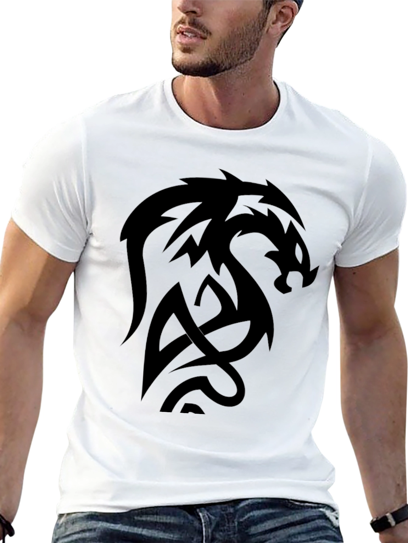 Black Dragon Graphic Black T-Shirt - Men's Stylish Tee view 13