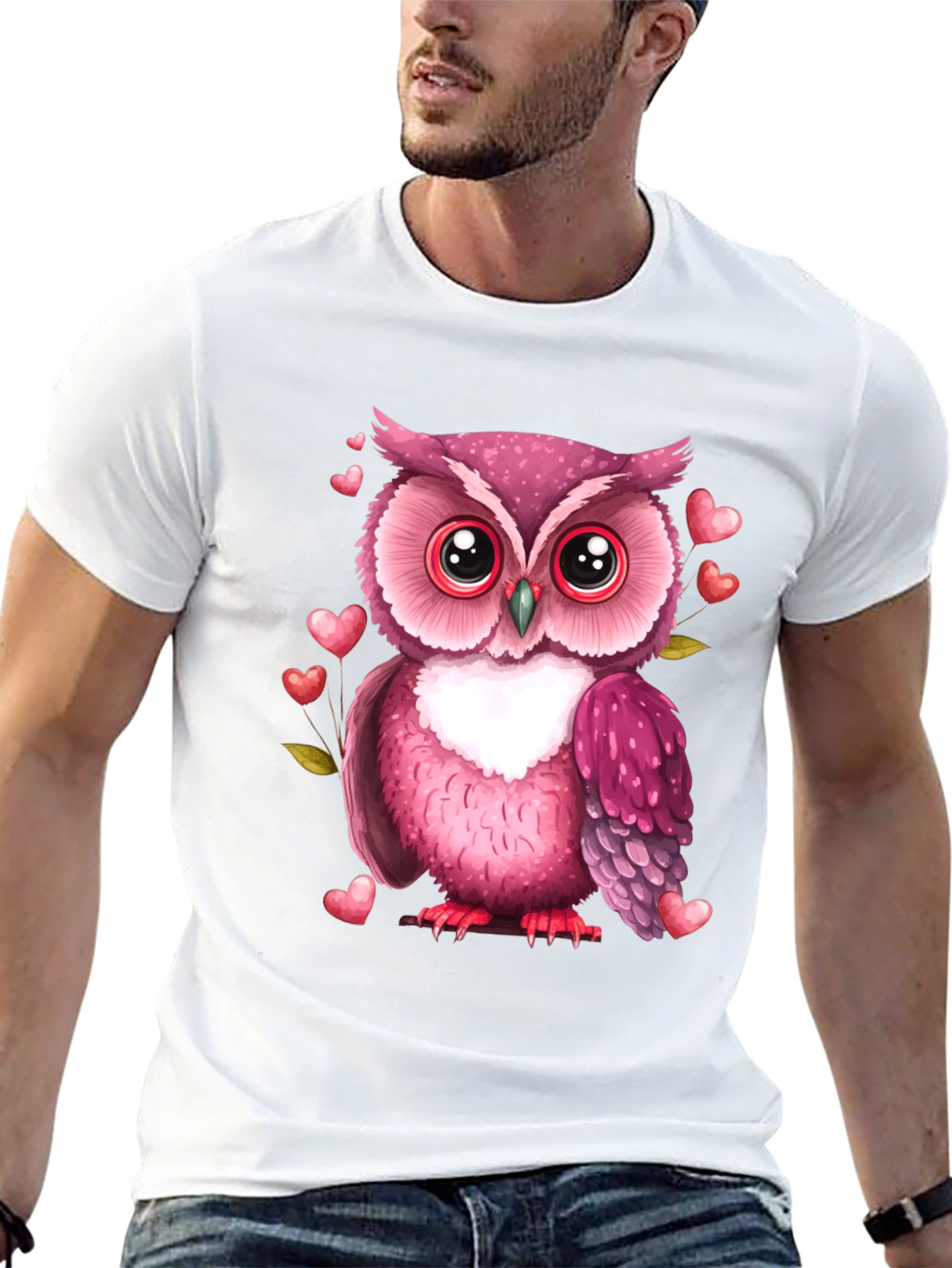 Black Owl Heart Valentine's Day Tee view 13