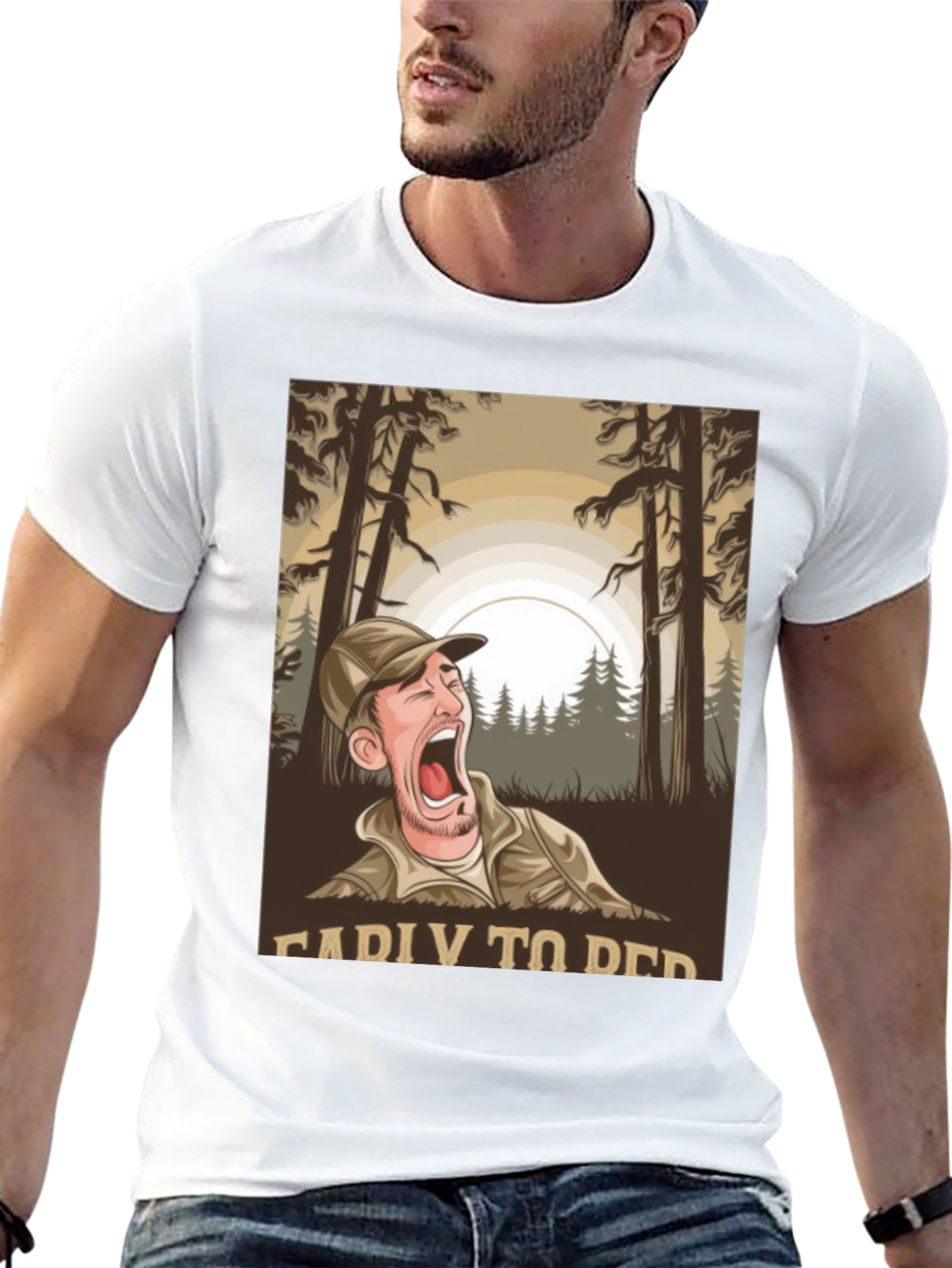 Black Funny Camping T-Shirt: Ready To Bed Graphic Tee view 13