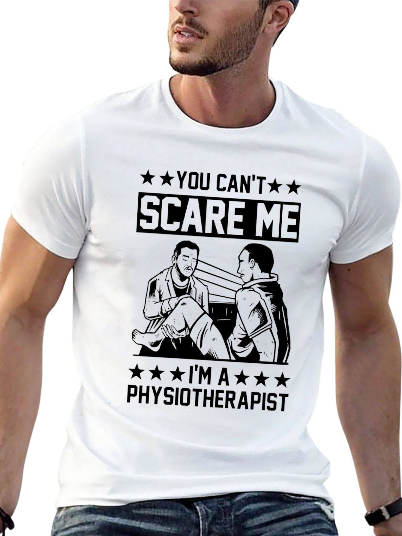 Black Physiotherapist T-Shirt - You Can't Scare Me view 13