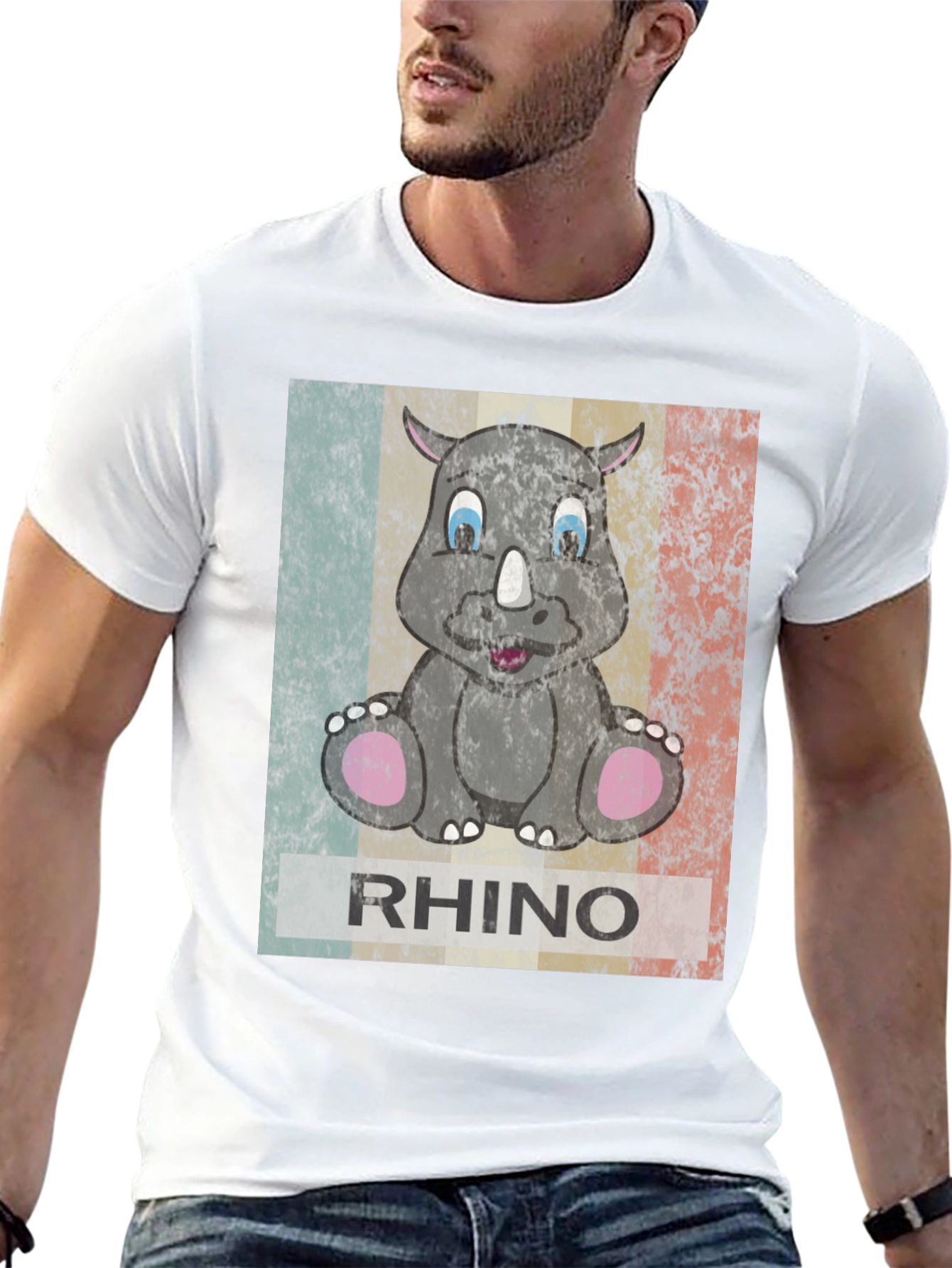 Black Retro Rhino Graphic T-Shirt - Men's Black Tee view 13