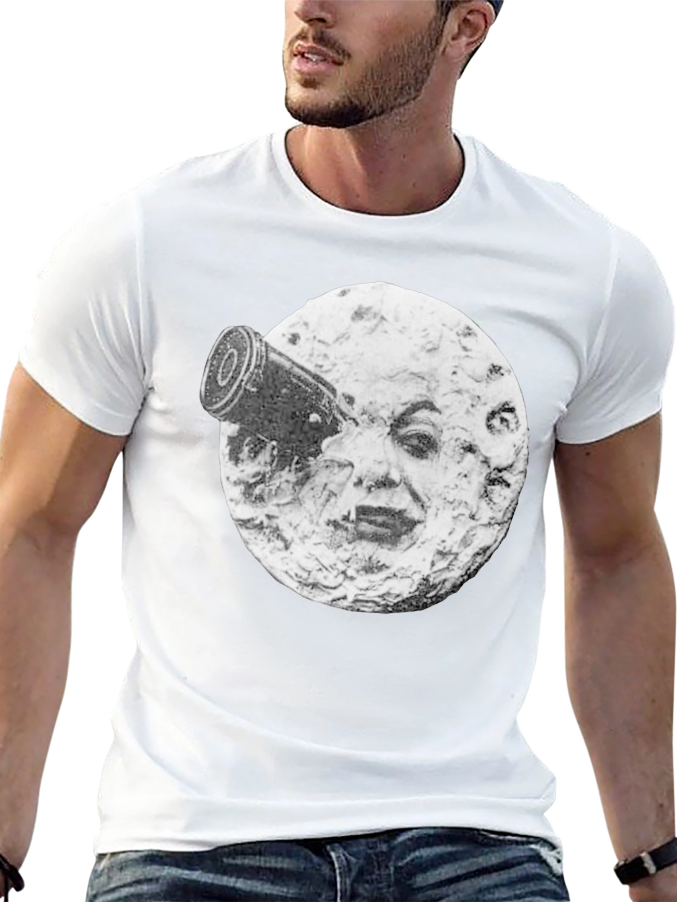 Black A Trip to the Moon T-Shirt, Black Crew Neck view 13
