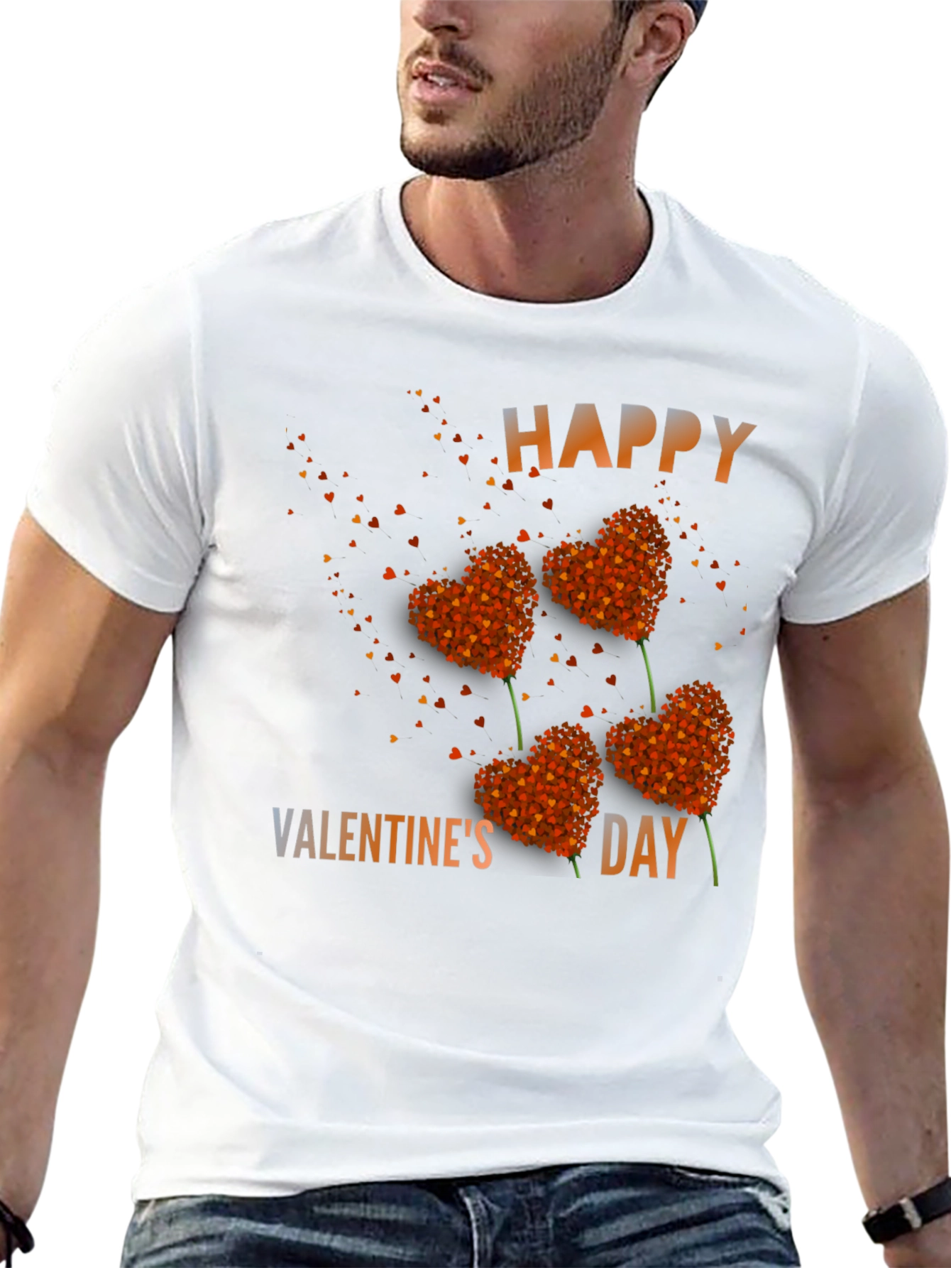 Black Happy Valentine's Day Heart Flower T-Shirt view 13