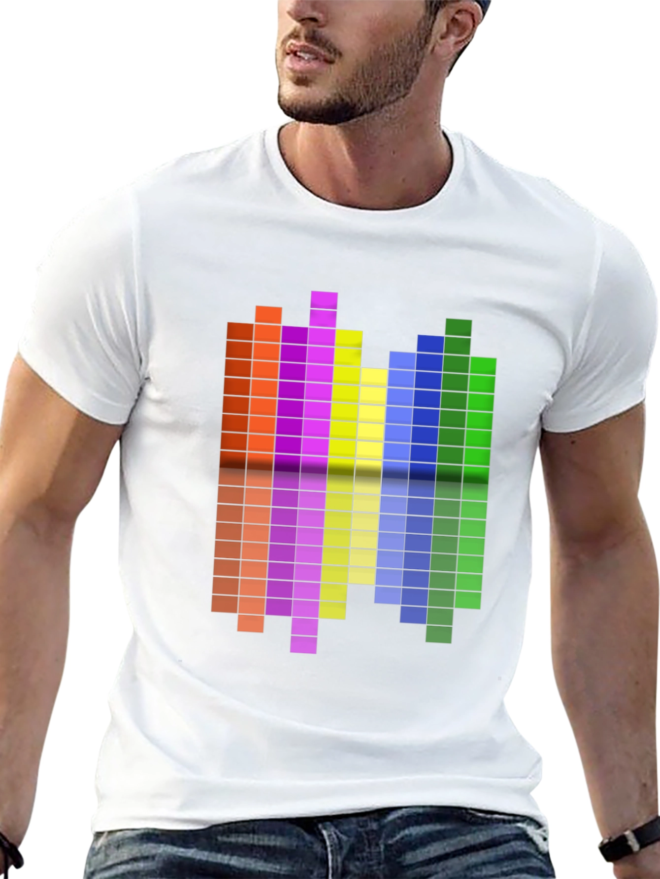 Black Retro Pixel Equalizer Graphic Tee - Black Cotton Shirt view 13