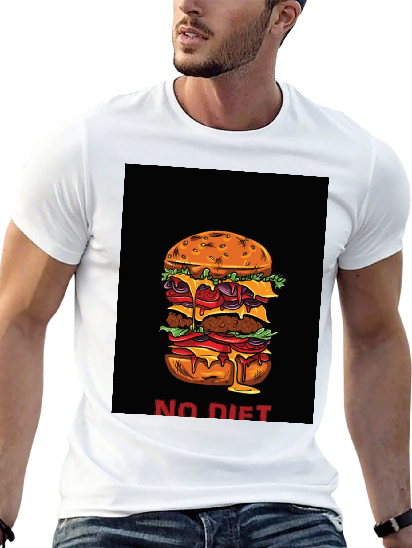 Black No Diet Burger Graphic Tee view 13
