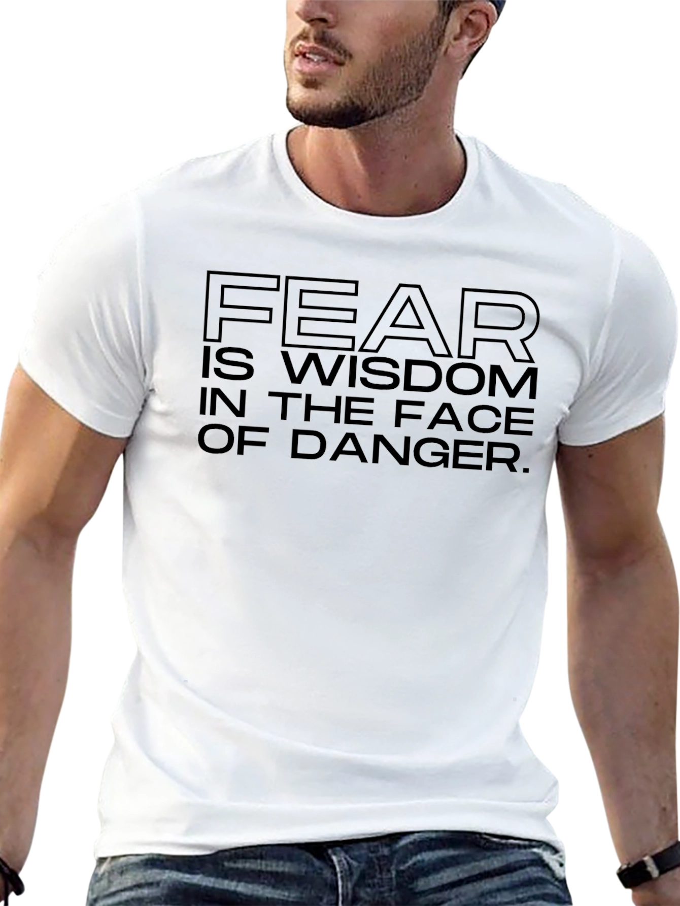 Black Fear is Wisdom T-Shirt - Black Graphic Tee view 13