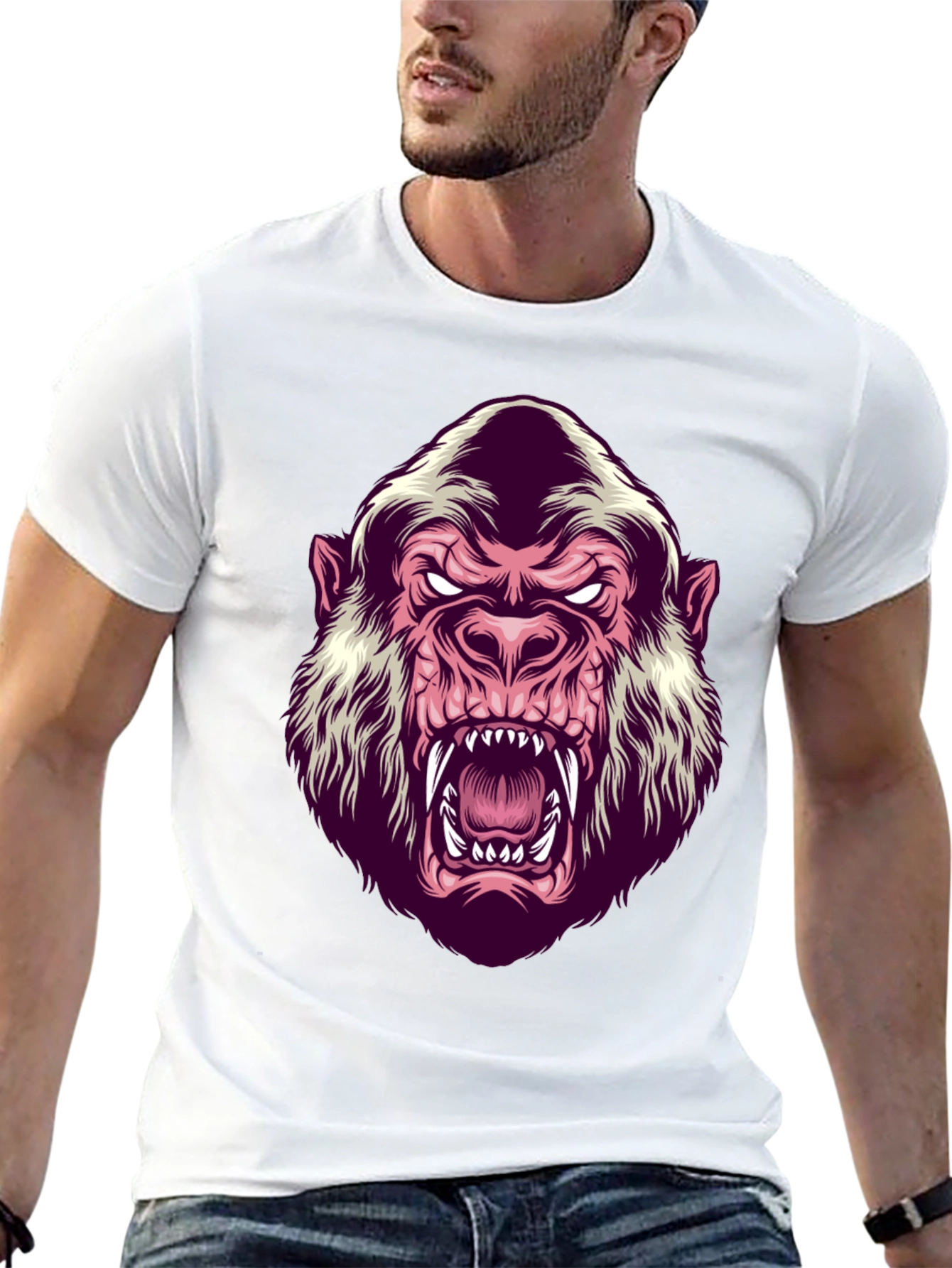 Black Men's Black Gorilla Graphic T-Shirt view 13