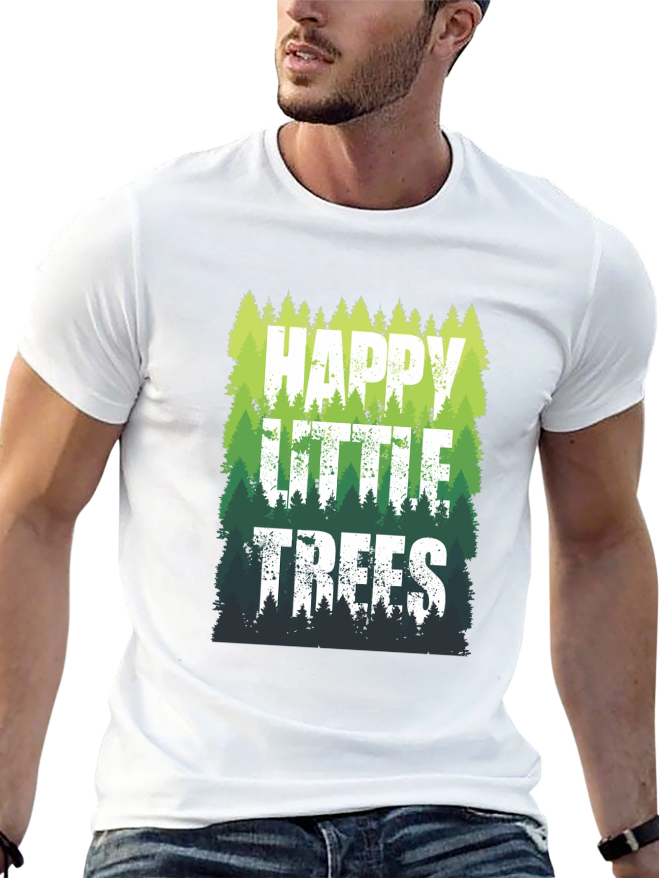 Black Happy Little Trees Graphic T-Shirt view 13