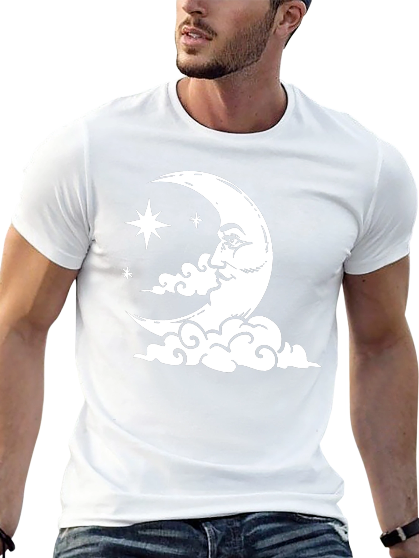Black Celestial Moon & Stars Graphic T-Shirt view 13