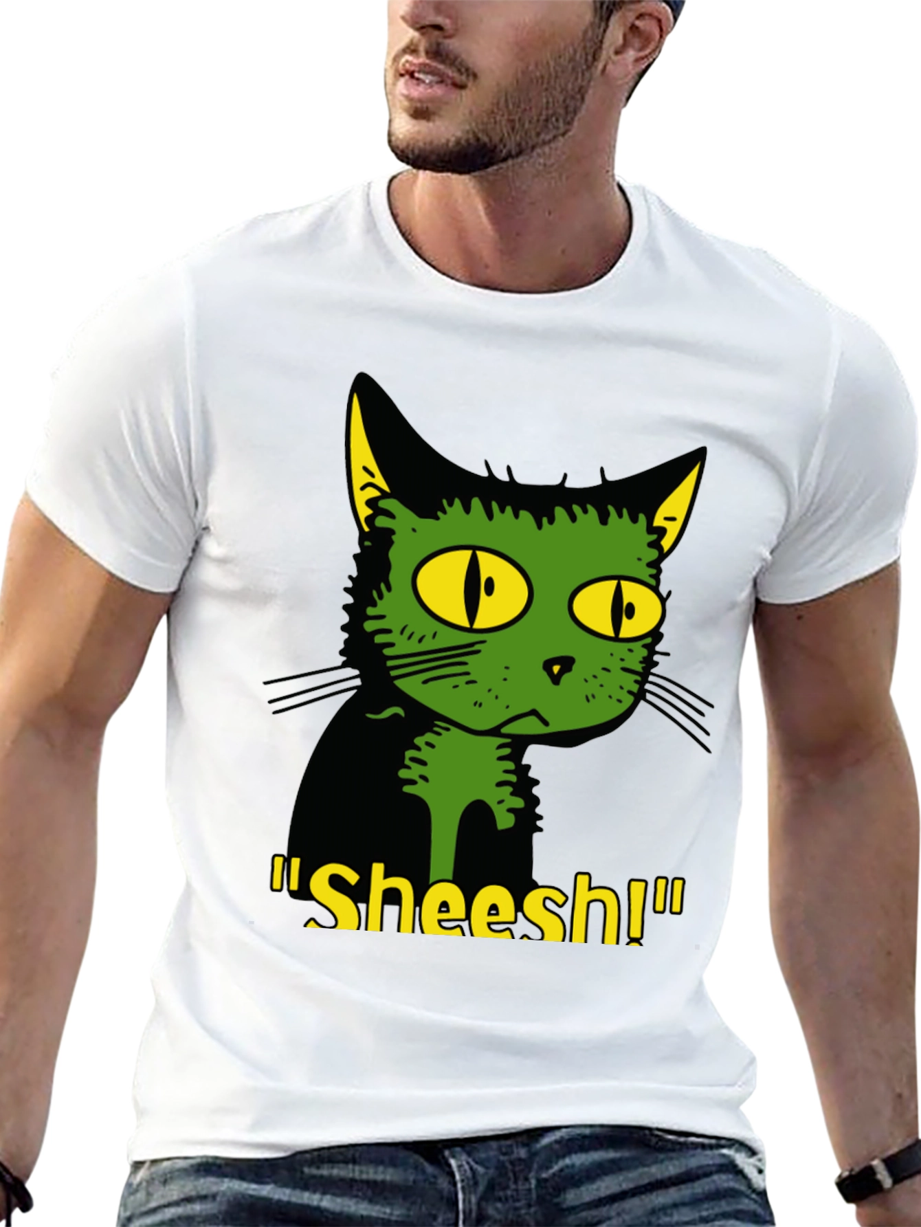 Black Sheesh Cat Graphic T-Shirt - Unique Design, Comfortable Fit view 13