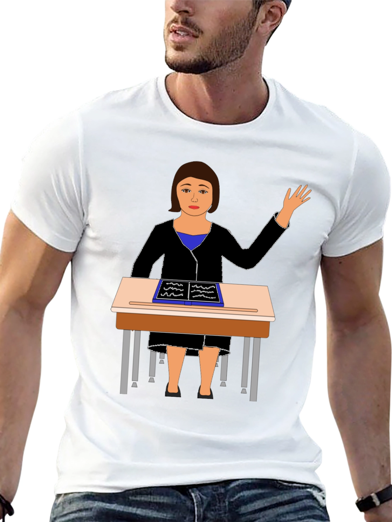 Black Teacher at Desk Graphic Tee view 13
