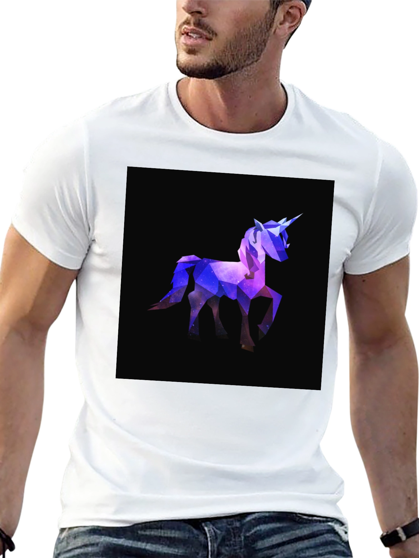 Black Geometric Unicorn T-Shirt - Stylish Graphic Tee view 13