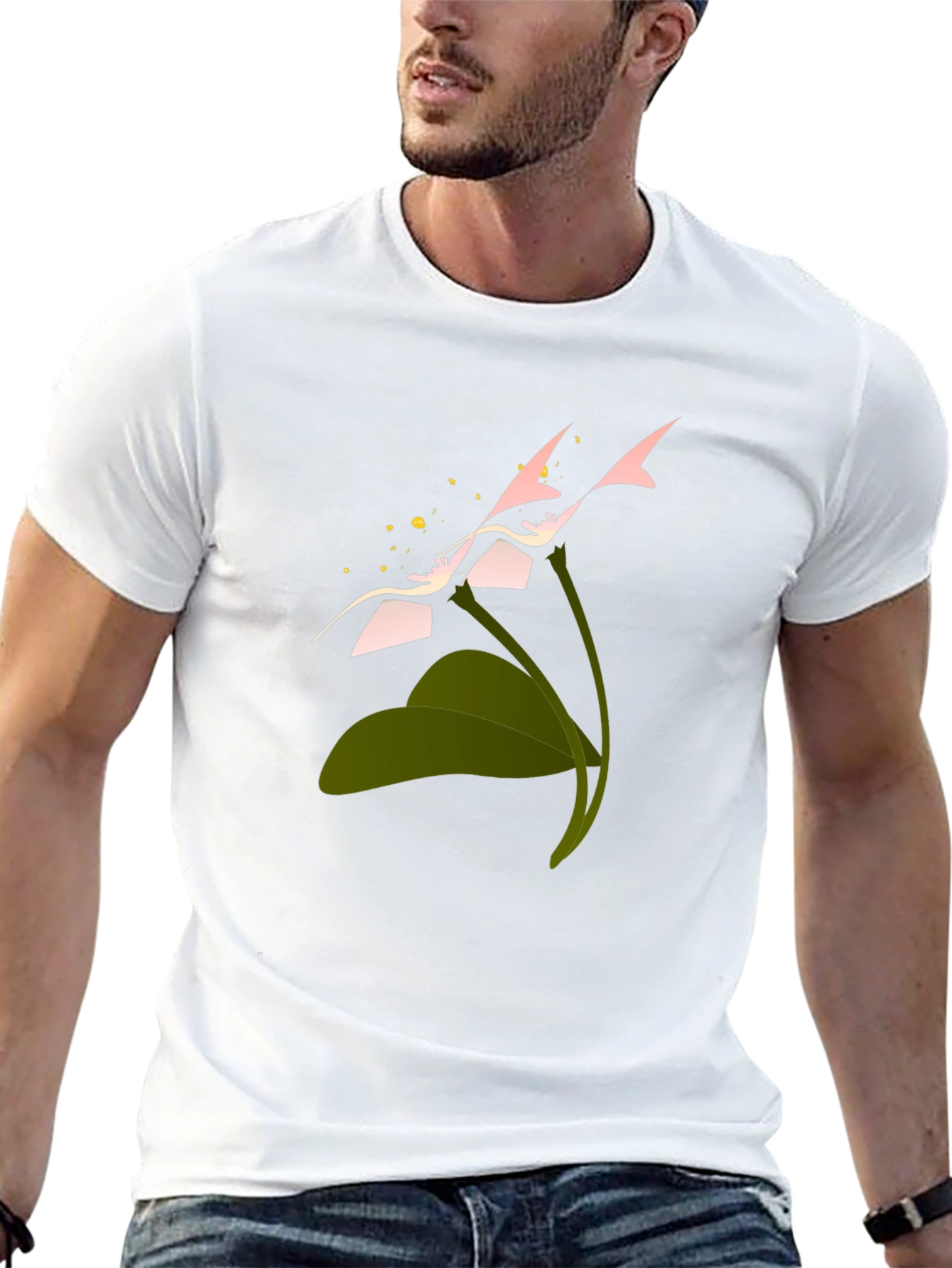 Black Stylish Black Tee with Floral Graphic view 13