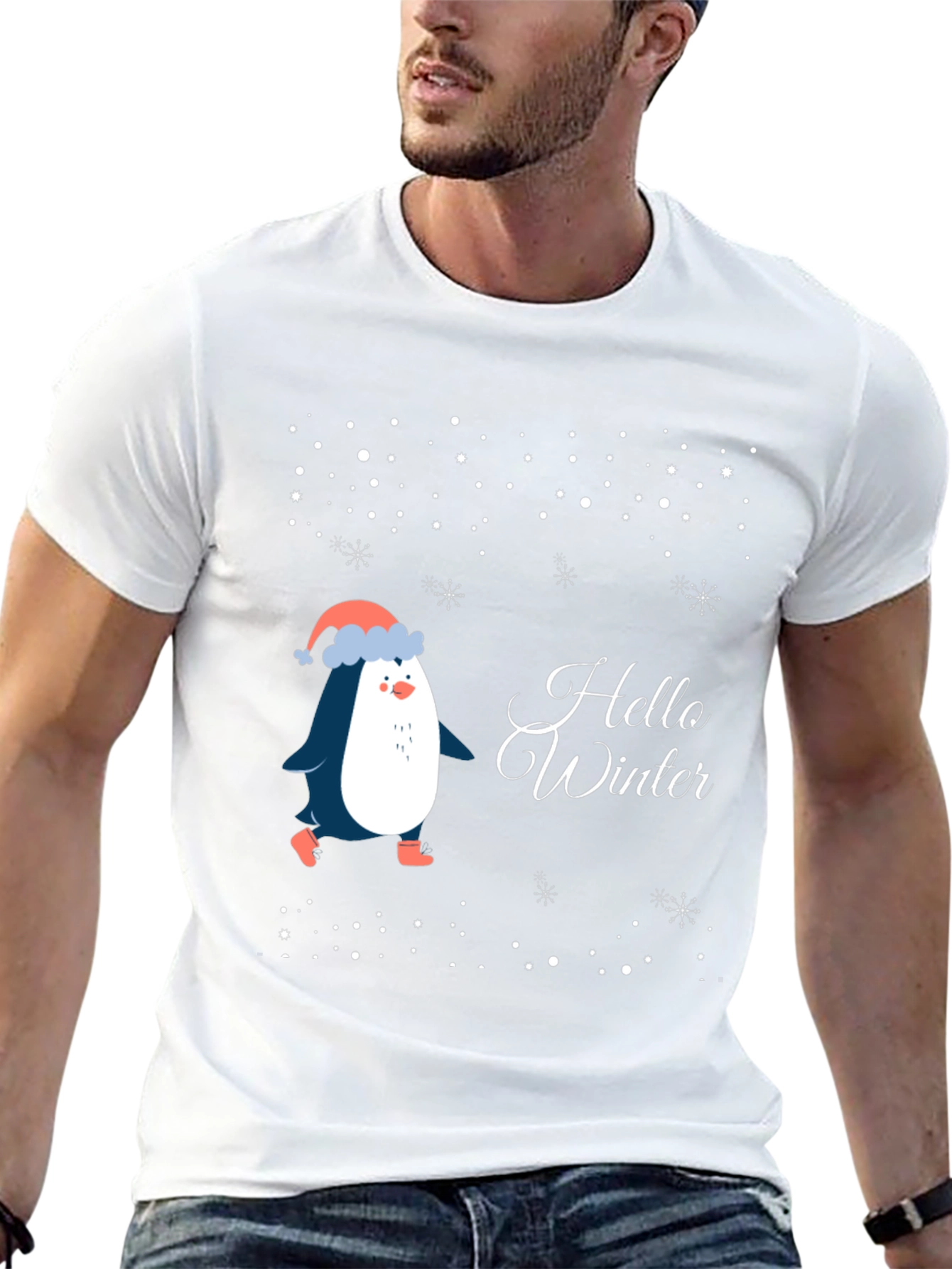 Black Hello Winter Penguin T-Shirt view 13