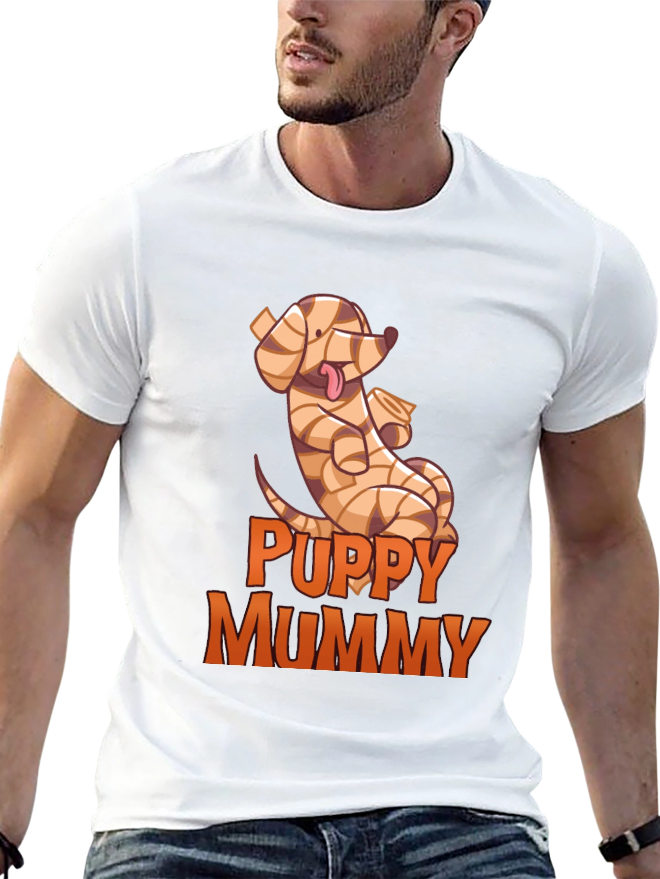 Black Puppy Mummy T-Shirt - Funny Halloween Dog Tee view 13
