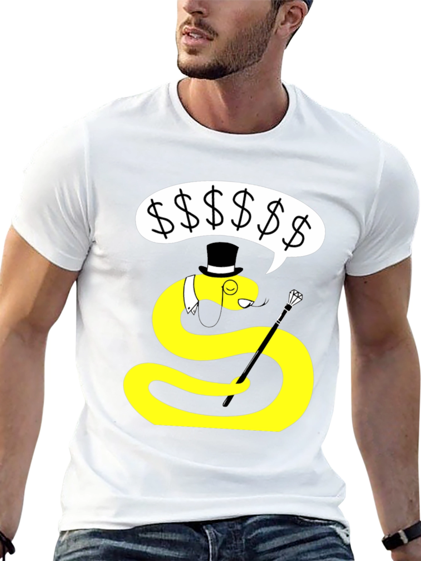 Black Dapper Snake T-Shirt - Funny Cartoon Animal Tee view 13