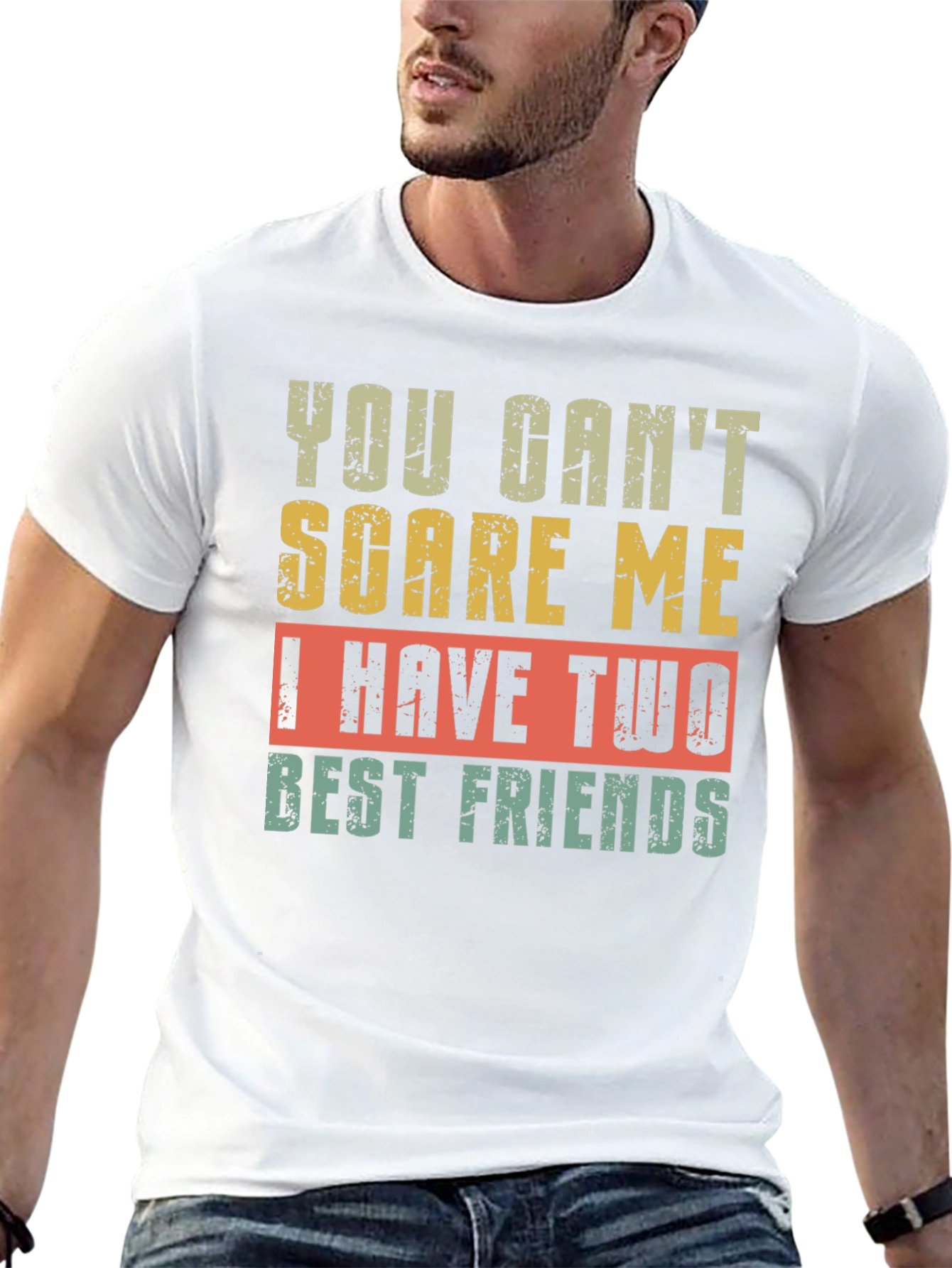Black Funny Best Friends T-Shirt - You Can't Scare Me view 13