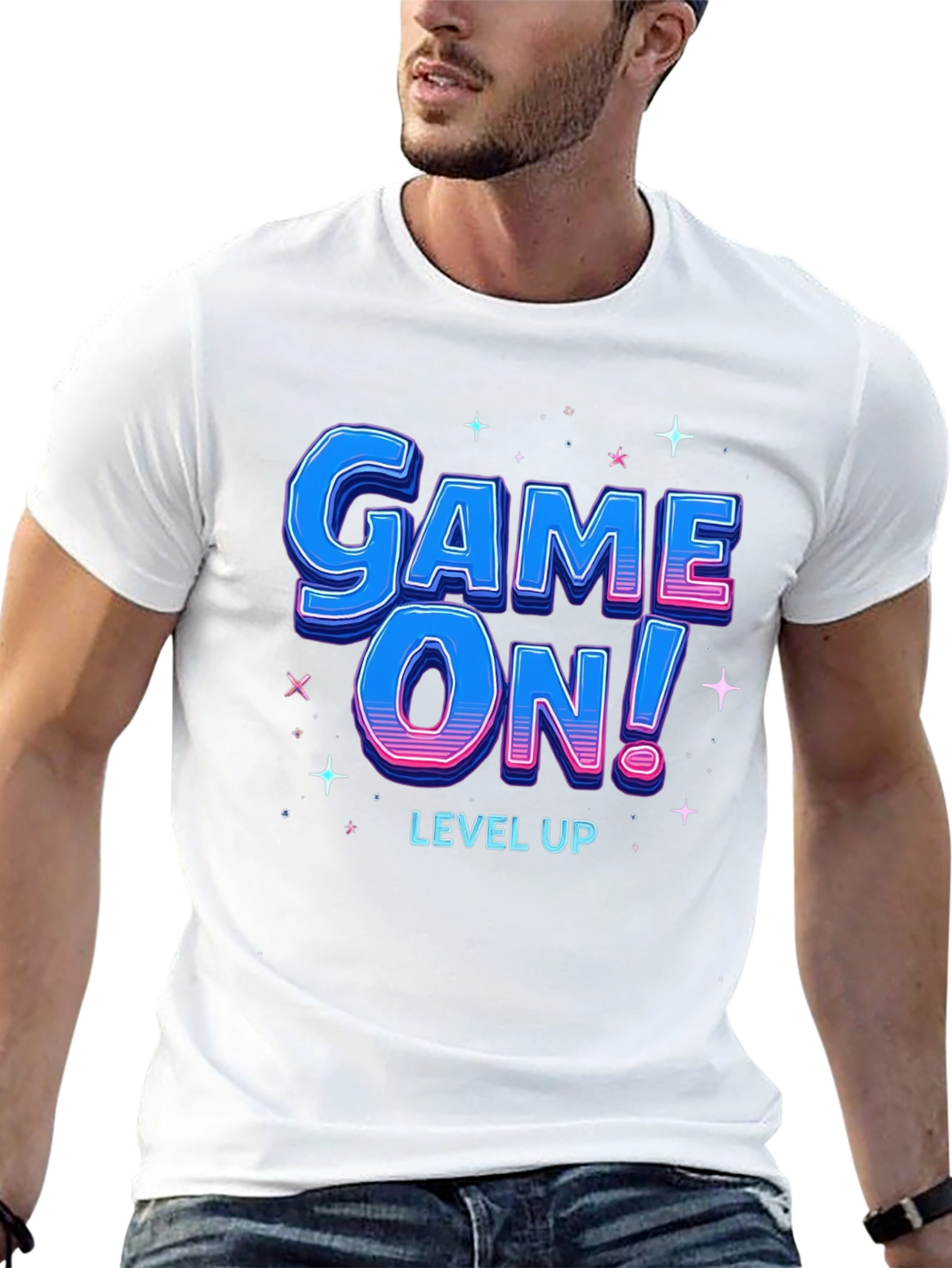 Black Game On! Level Up T-Shirt - Gamer Style view 13