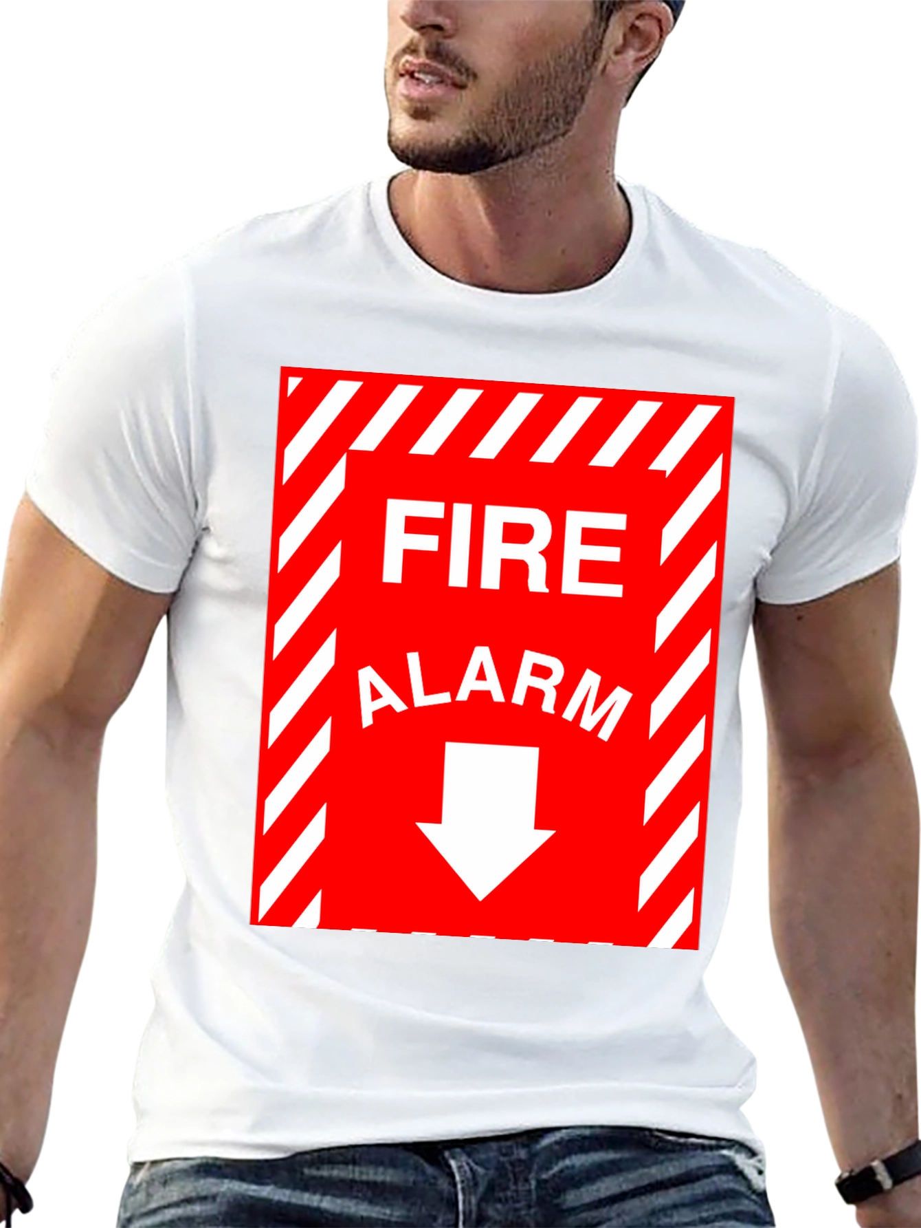 Black Fire Alarm Graphic Tee - Novelty T-Shirt view 13