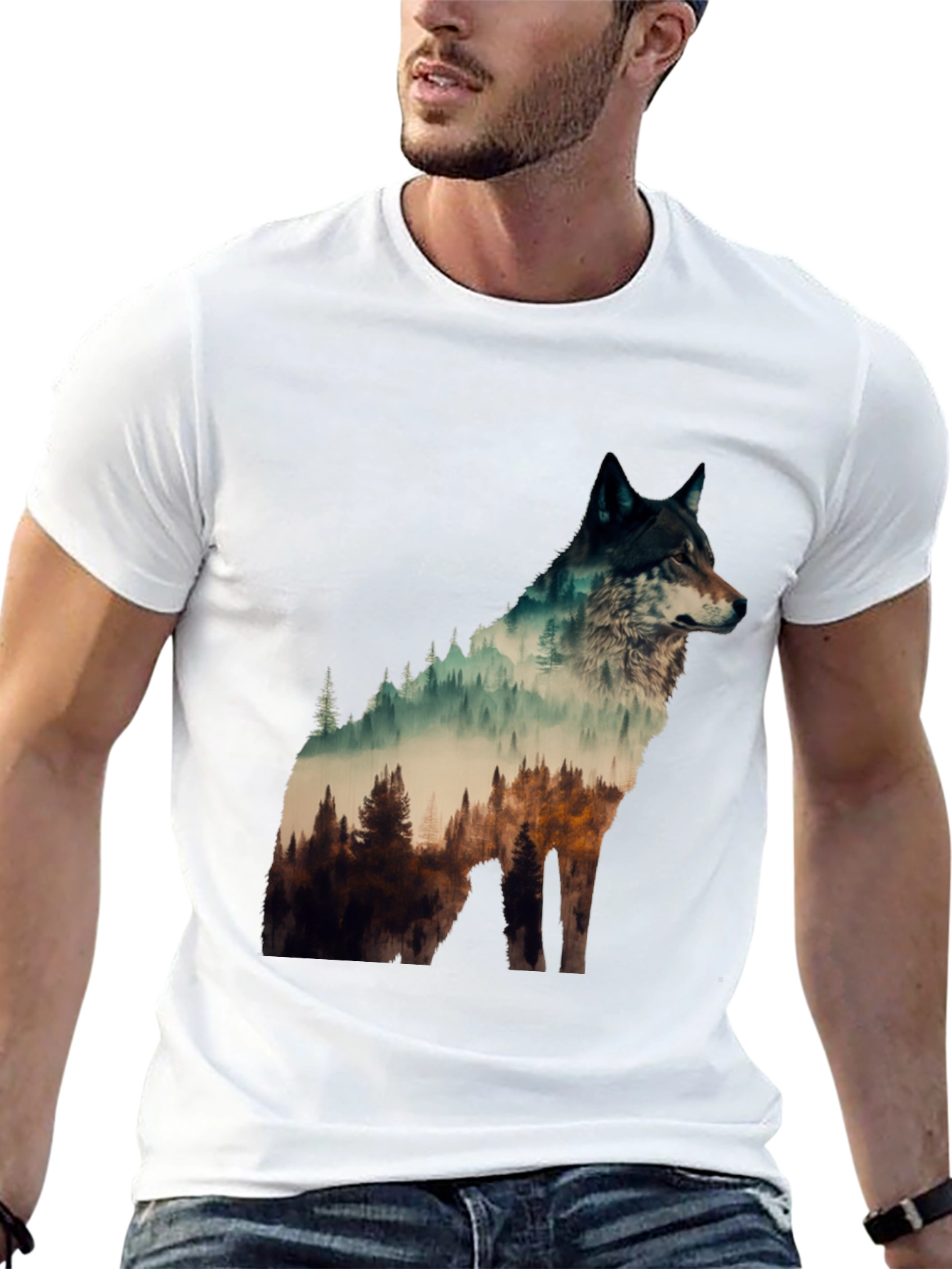 Black Wolf Forest Graphic Tee - Nature Lover's T-Shirt view 13