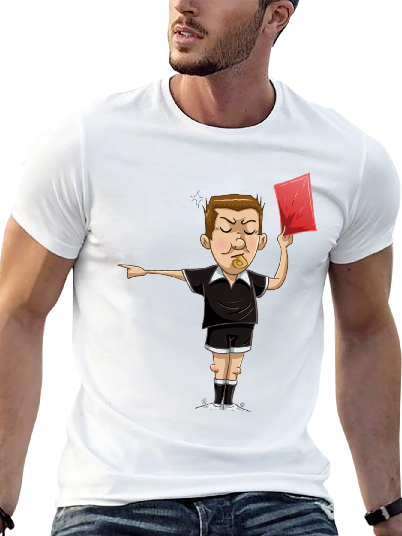 Black Funny Referee T-Shirt - Red Card Graphic Tee view 13
