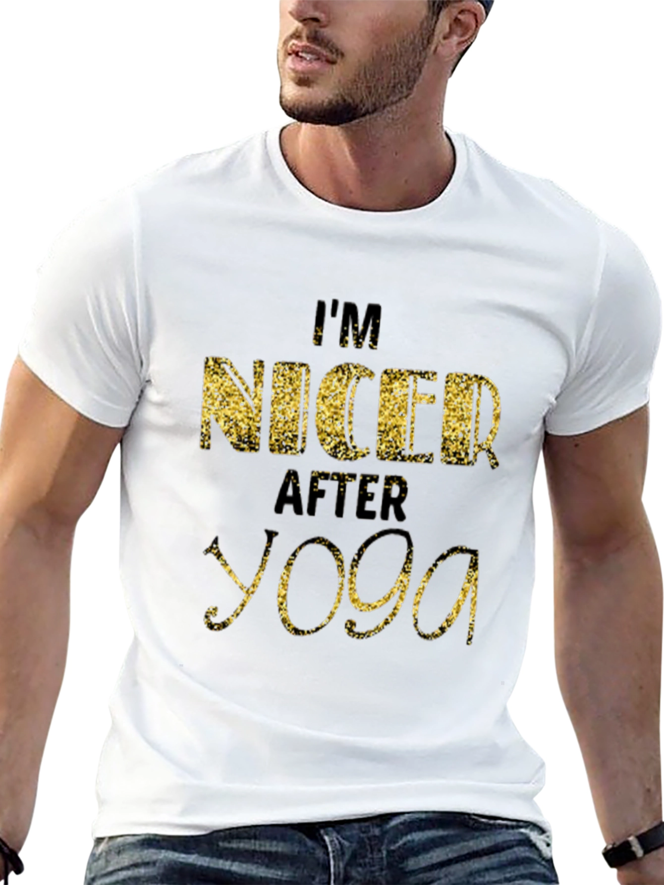 Black I'm Nicer After Yoga T-Shirt - Trendy Graphic Tee view 13