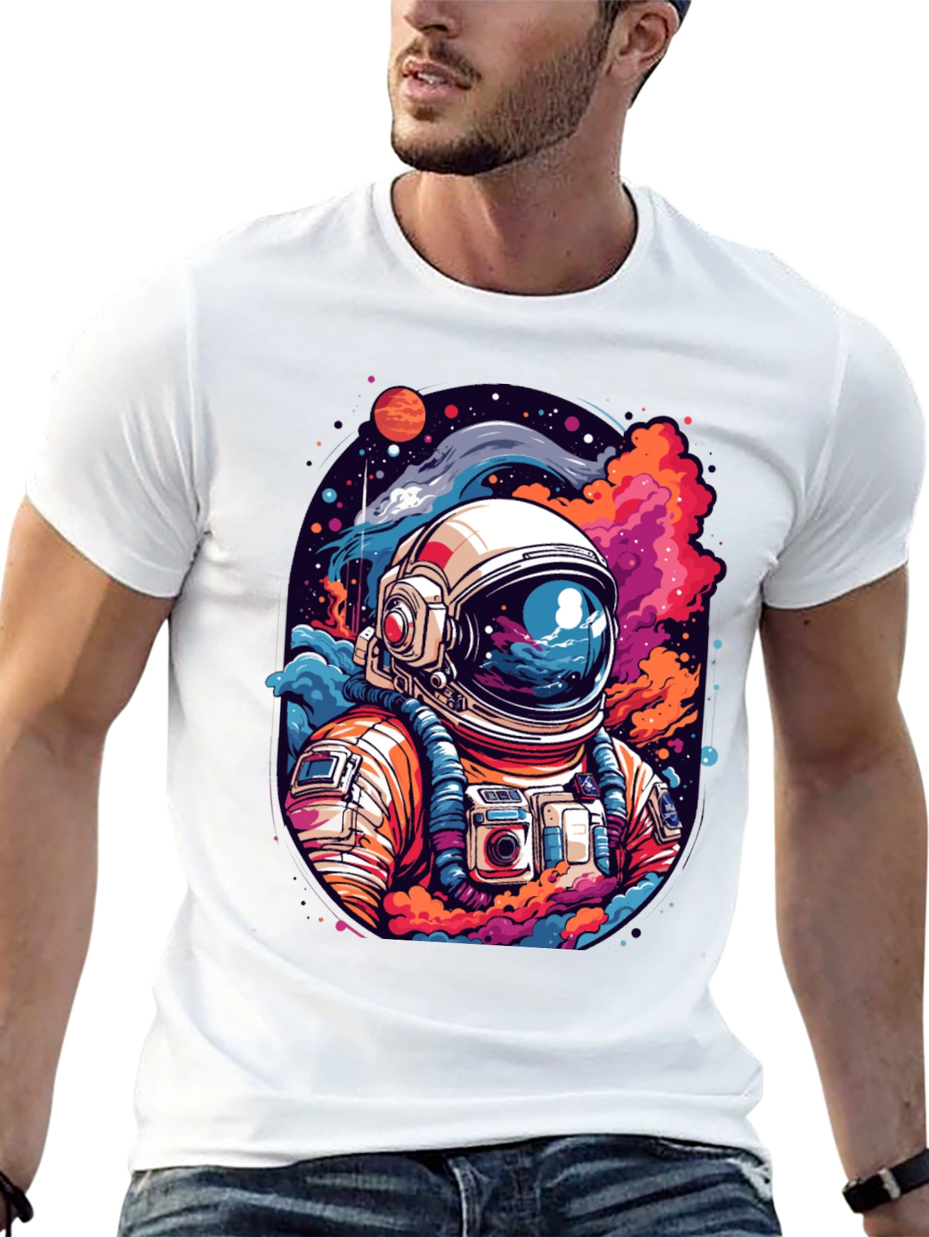 Black Cosmic Astronaut Graphic Tee - Men's Black T-Shirt view 13