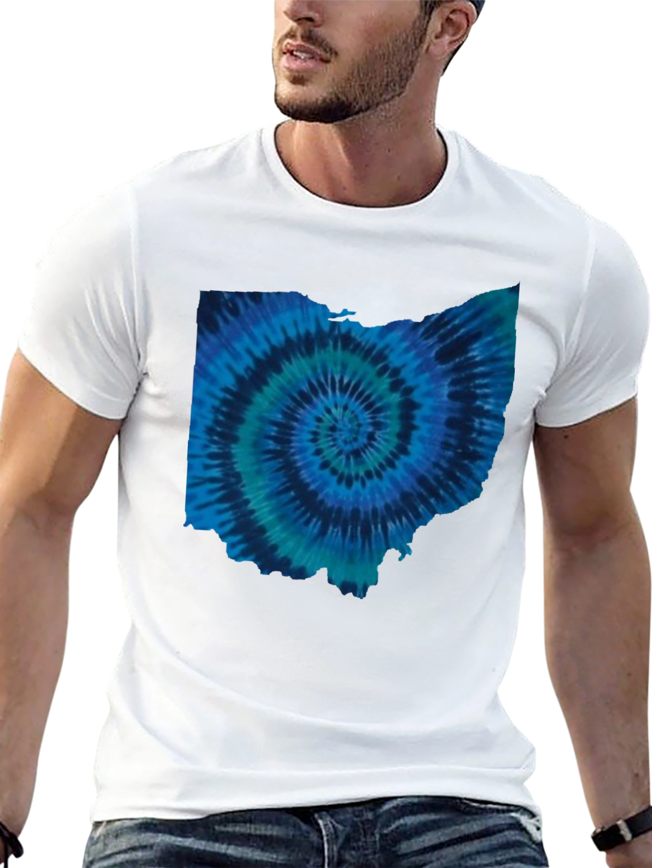 Black Ohio Tie Dye State Shape T-Shirt view 13