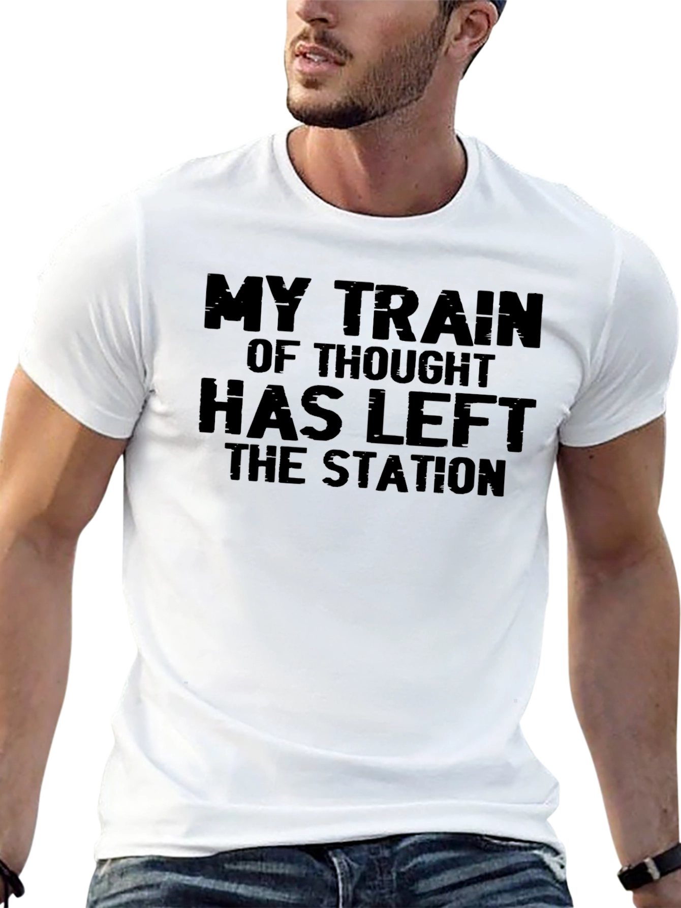 Black Funny "My Train of Thought" Graphic Tee view 13