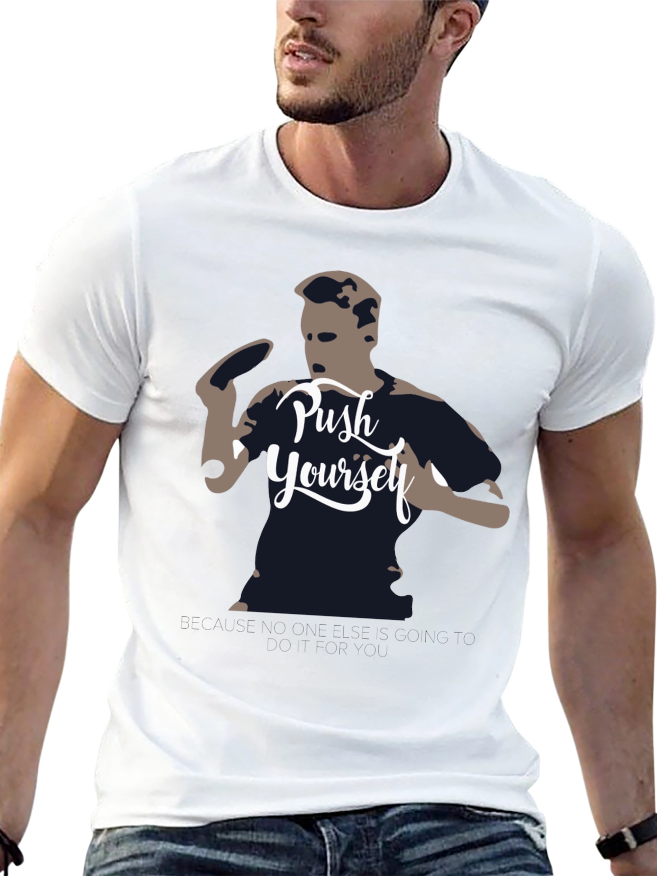 Black Push Yourself Graphic Tee - Black view 13