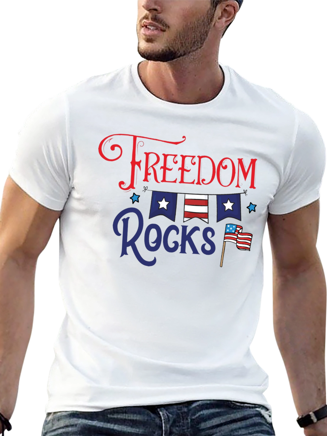 Black Freedom Rocks Patriotic T-Shirt view 13