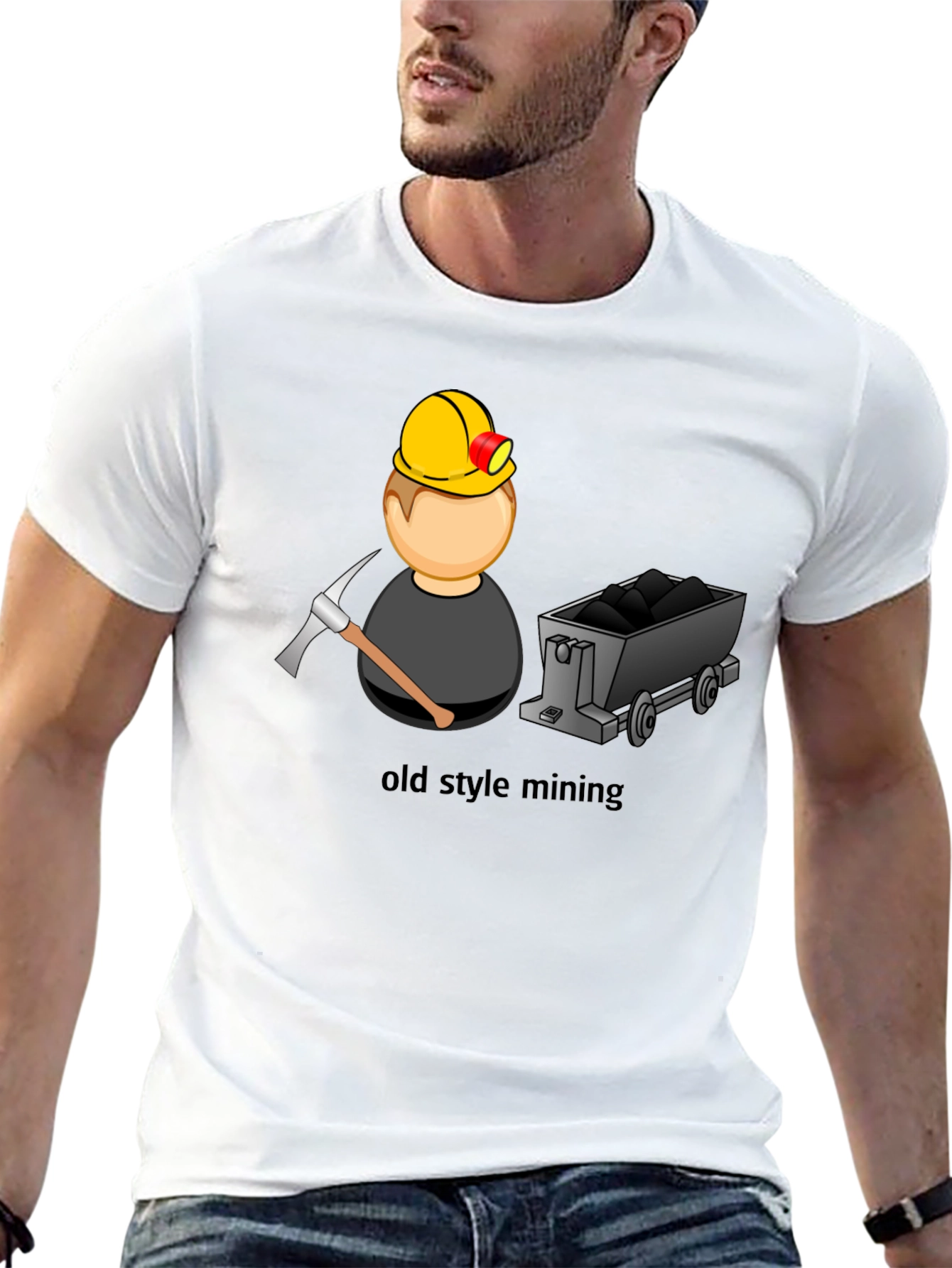 Black Old Style Mining T-Shirt - Classic Design view 13