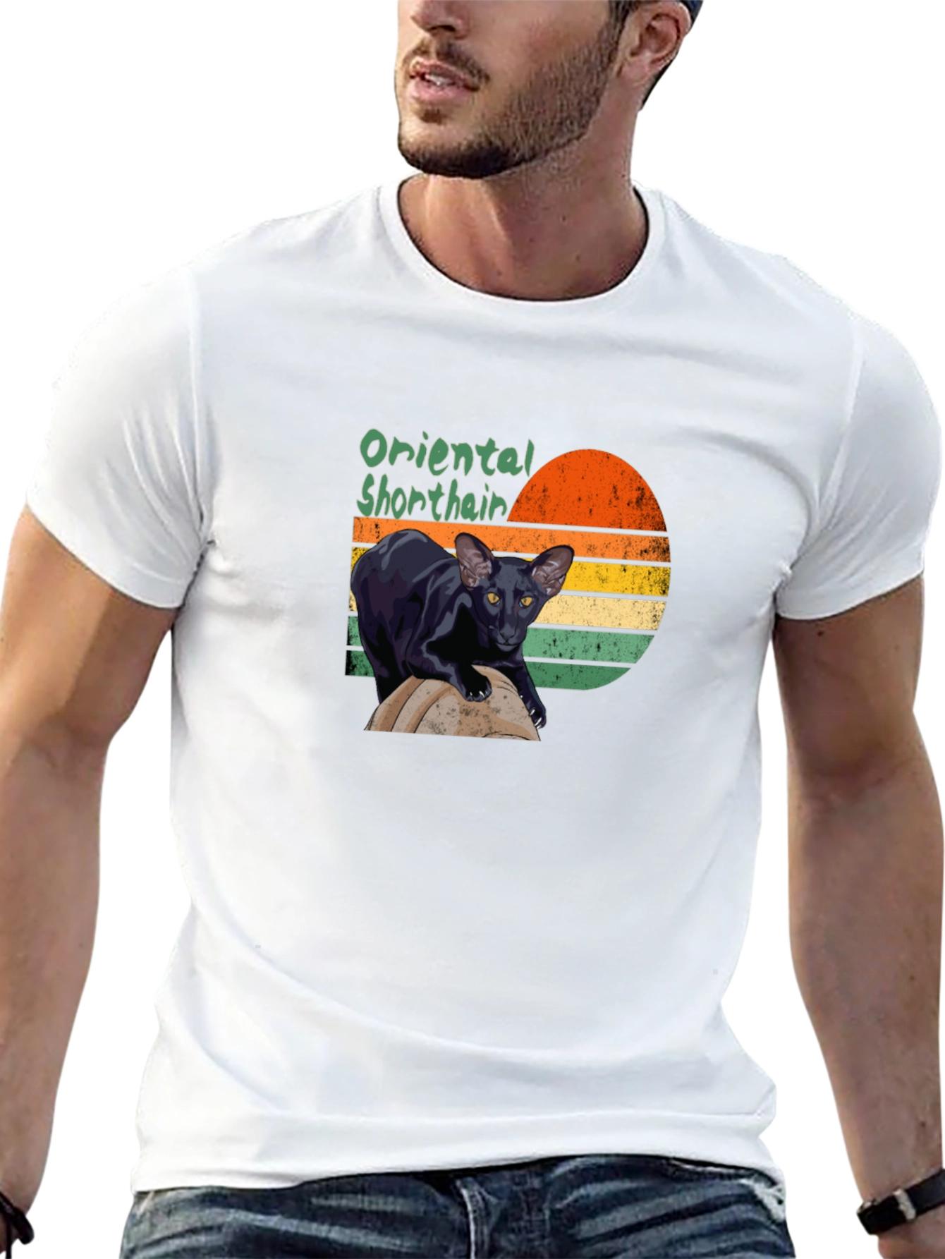 Black Oriental Shorthair Cat T-Shirt view 13