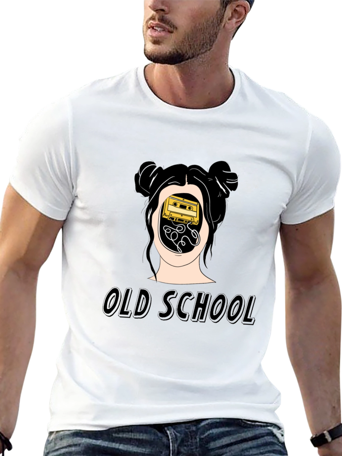 Black Old School Cassette Tape Graphic Tee view 13