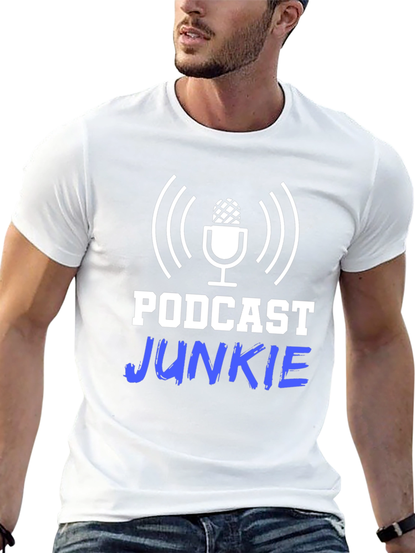 Black Podcast Junkie Black T-Shirt - Audio Lover view 13