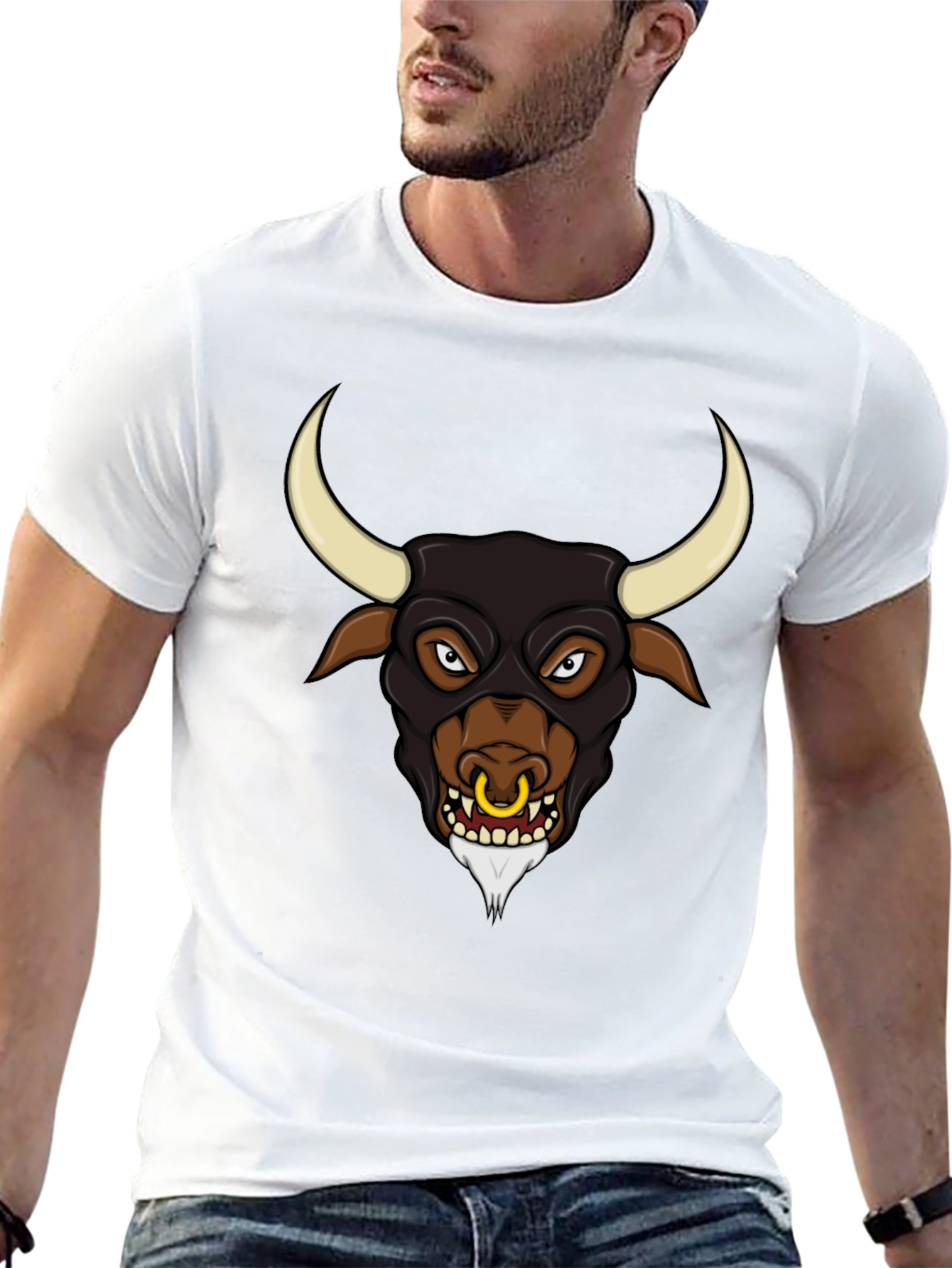 Black Black Graphic Tee - Angry Bull Design view 13