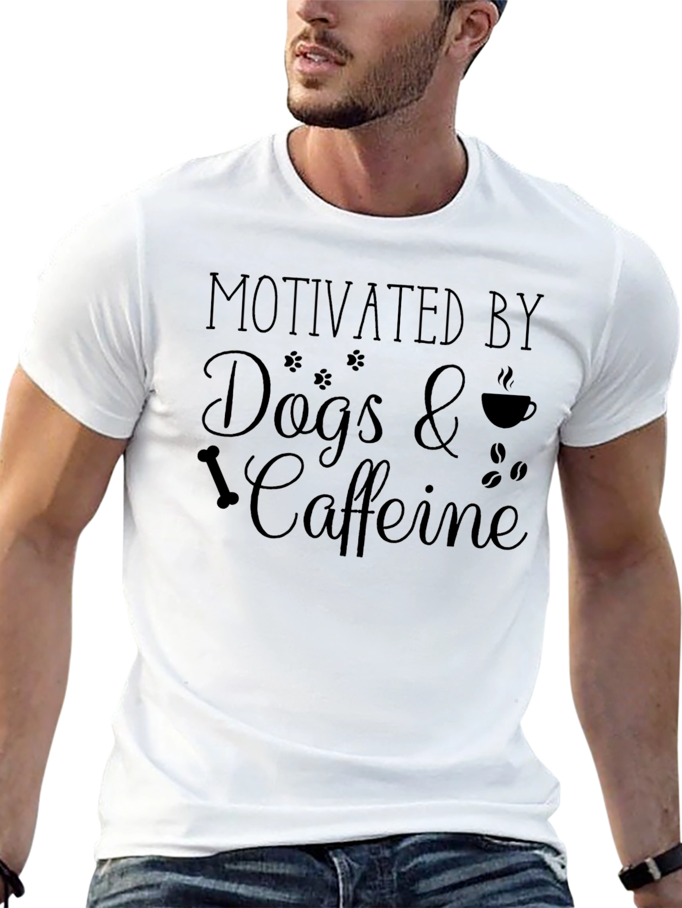 Black Motivated by Dogs & Caffeine Black T-Shirt view 13