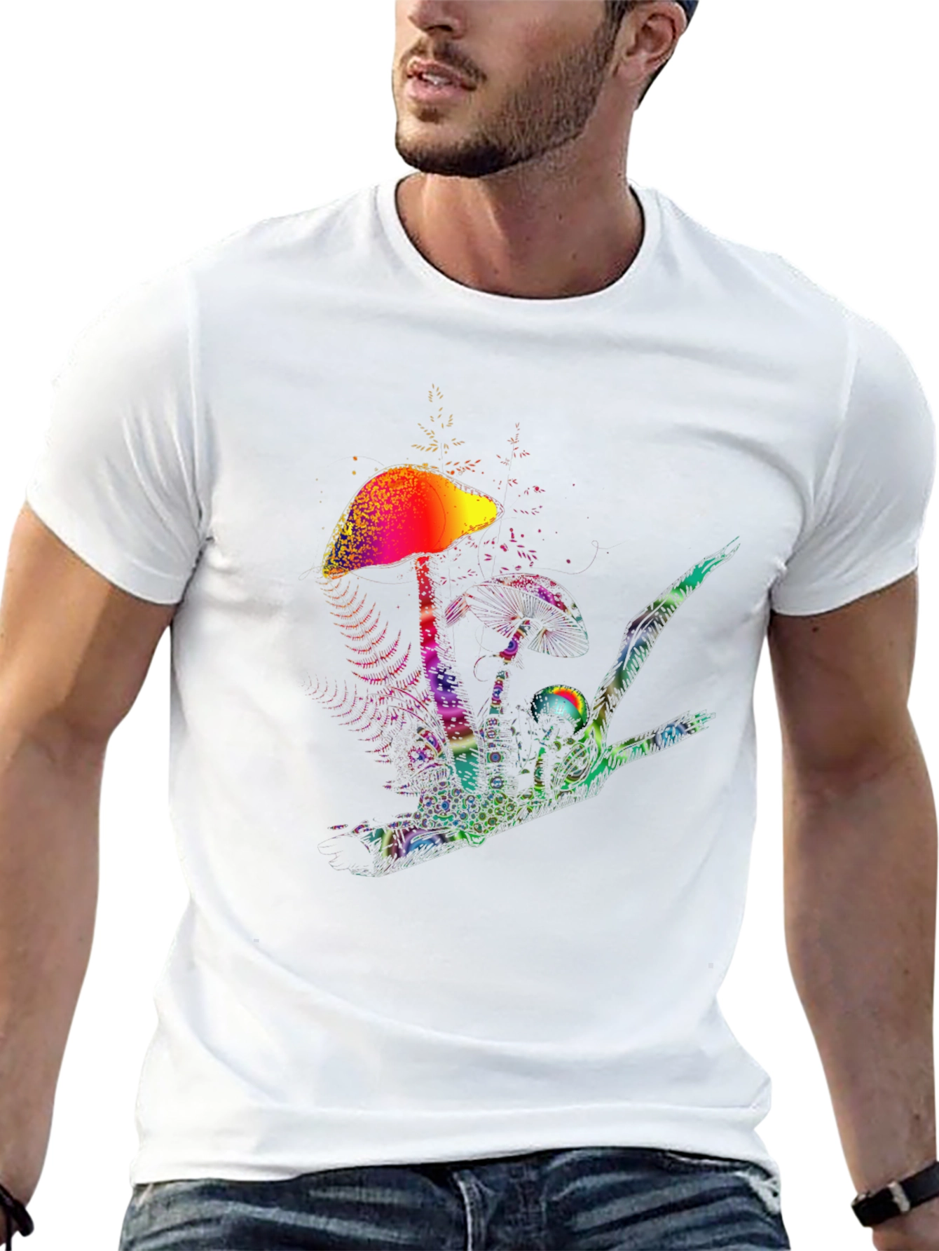 Black Psychedelic Mushroom Graphic T-Shirt view 13