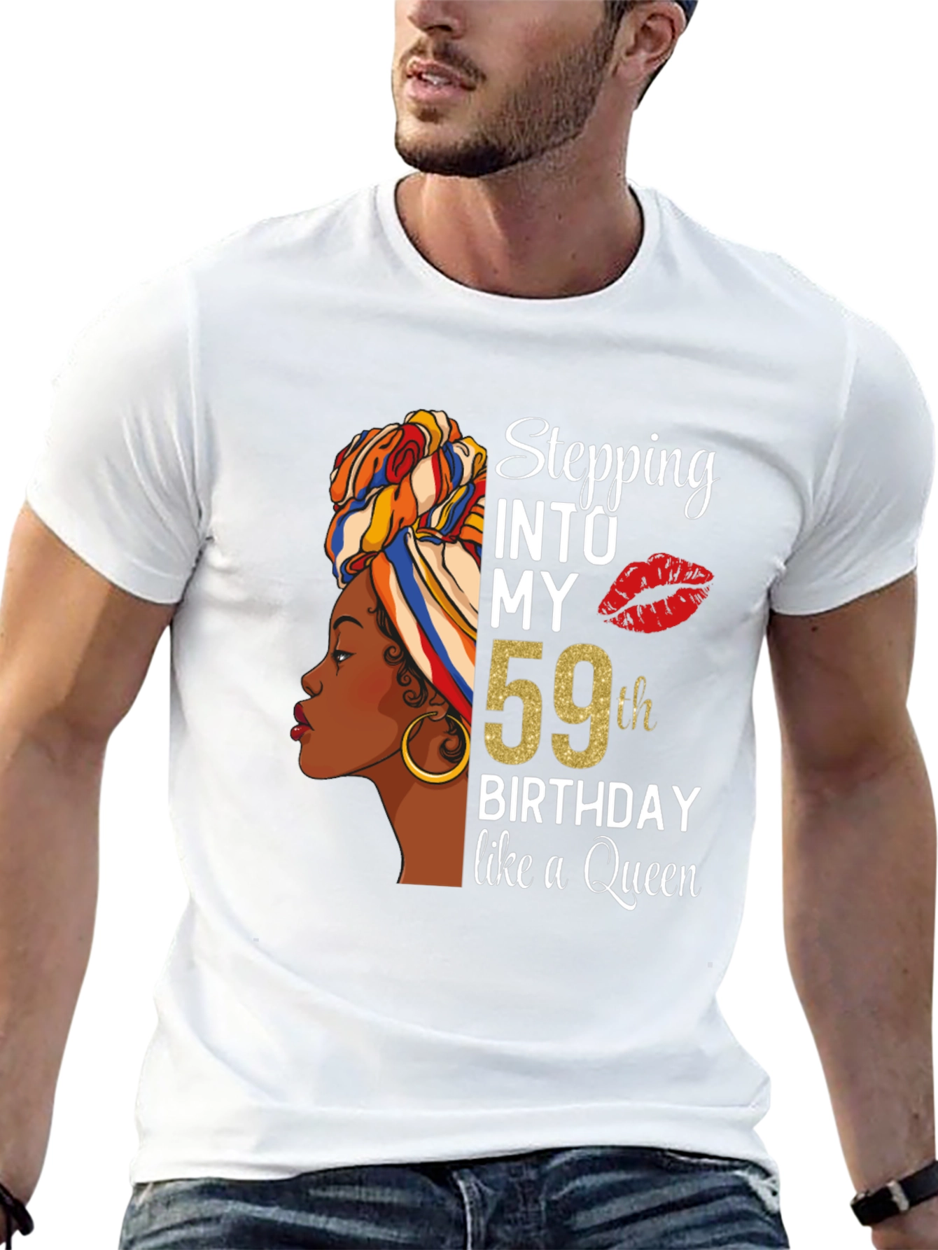 Black Stepping Into My 59th Birthday Queen T-Shirt view 13