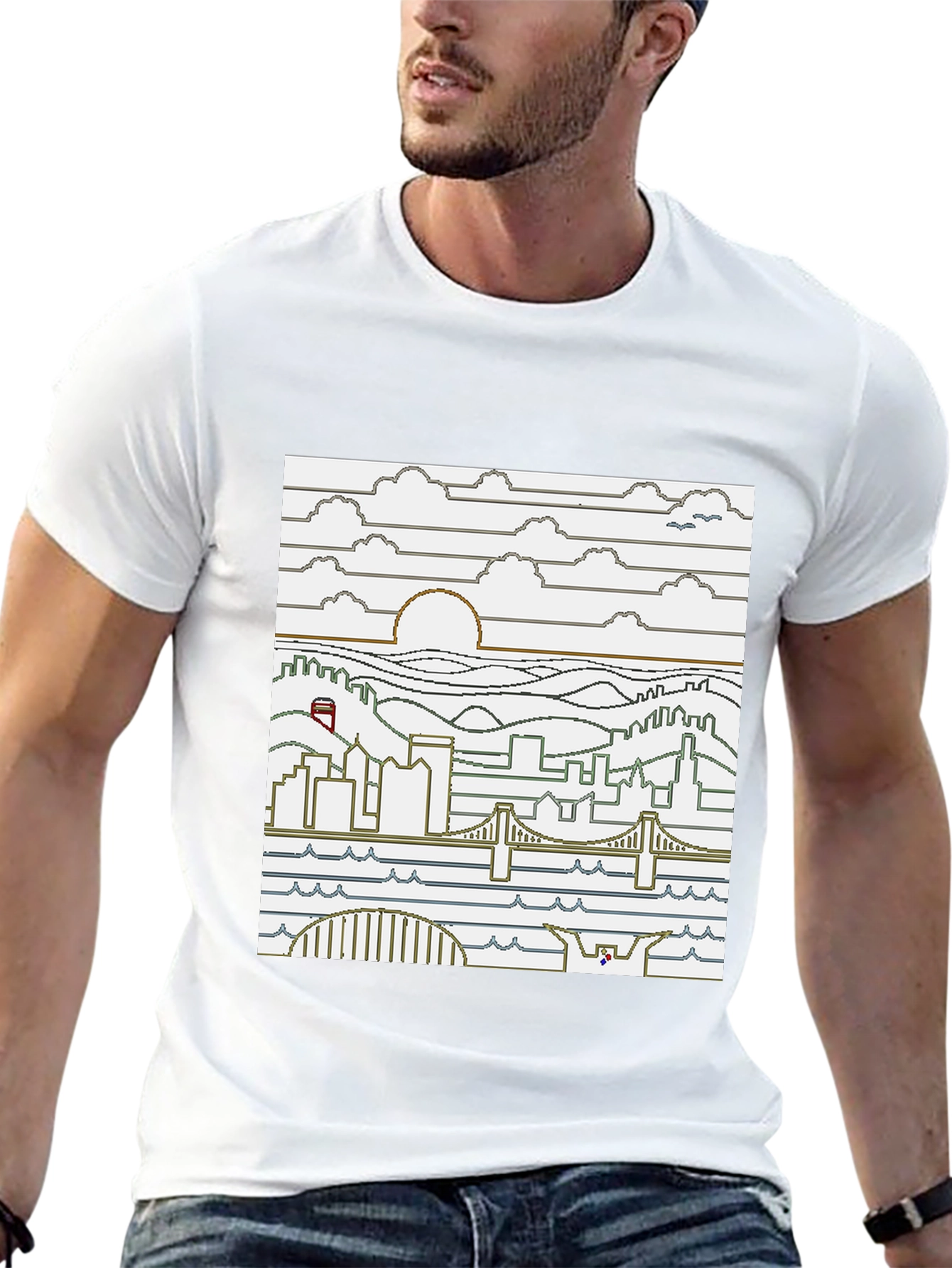 Black Pixel Art Cityscape T-Shirt - Graphic Novel Tee view 13