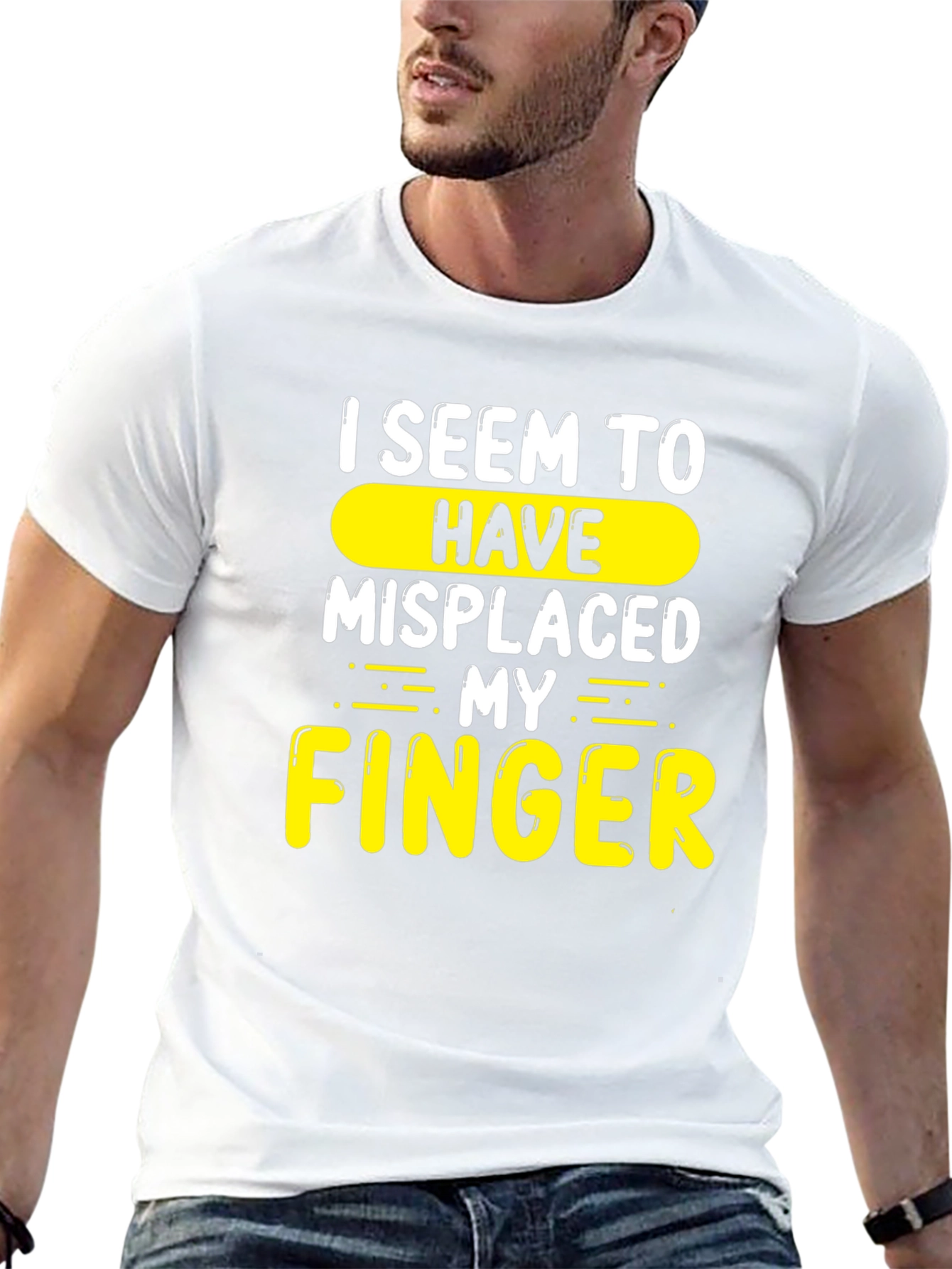 Black Misplaced Finger Graphic Novelty T-Shirt view 13