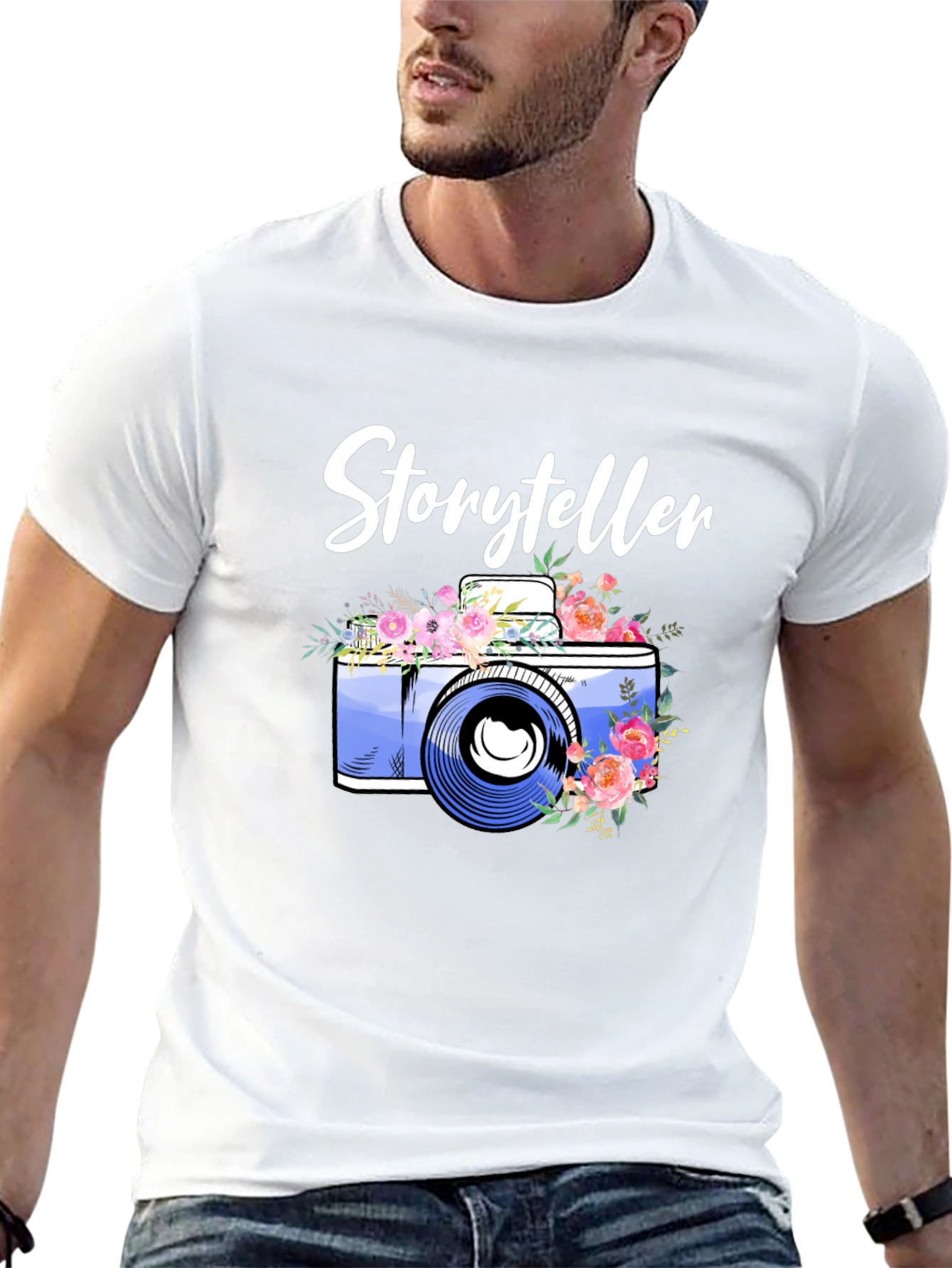 Black Storyteller Camera Floral T-Shirt view 13