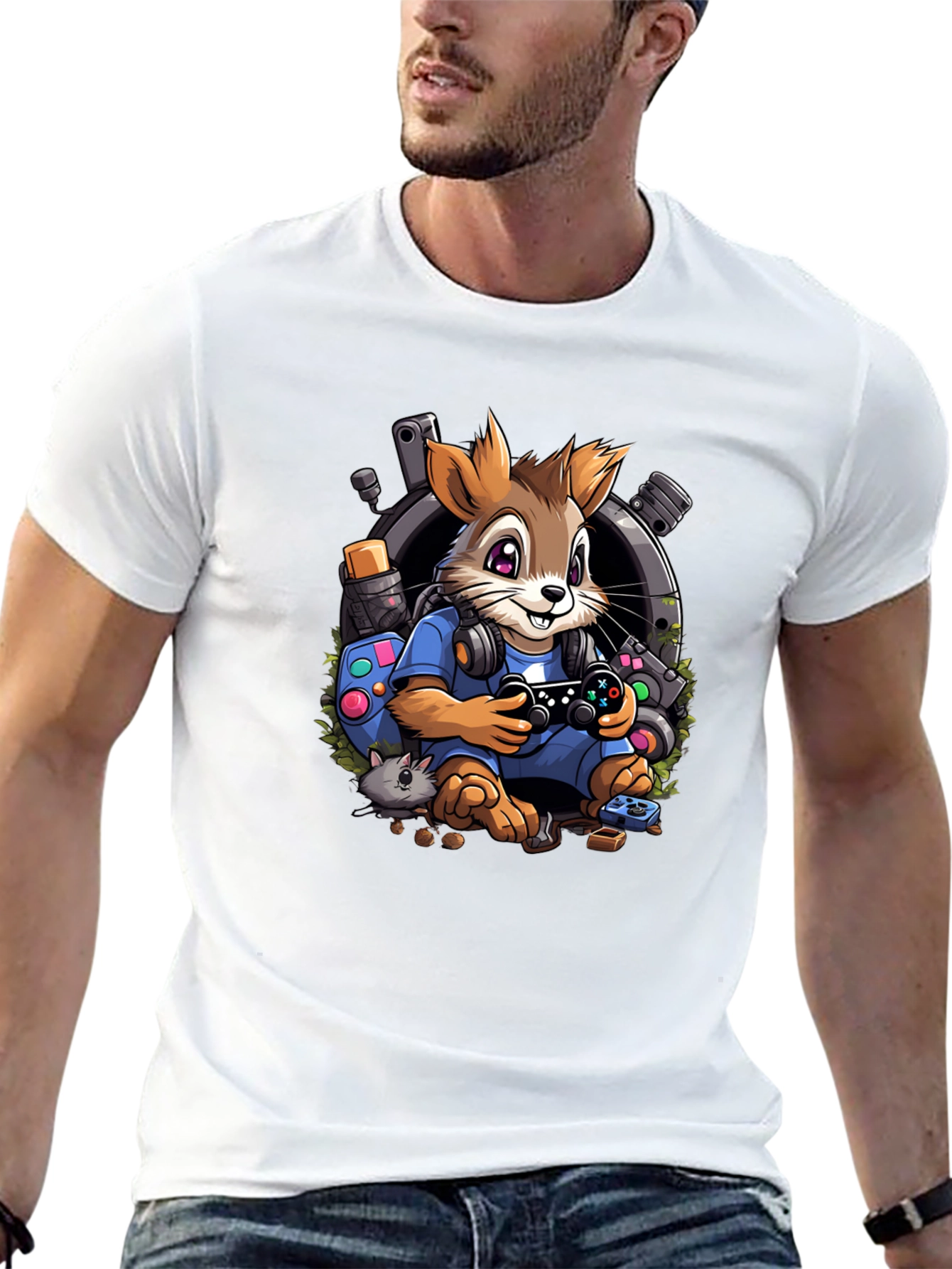 Black Gamer Squirrel T-Shirt view 13