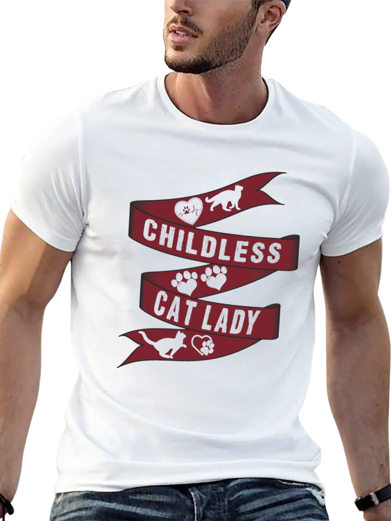 Black Childless Cat Lady T-Shirt - Novelty Graphic Tee view 13