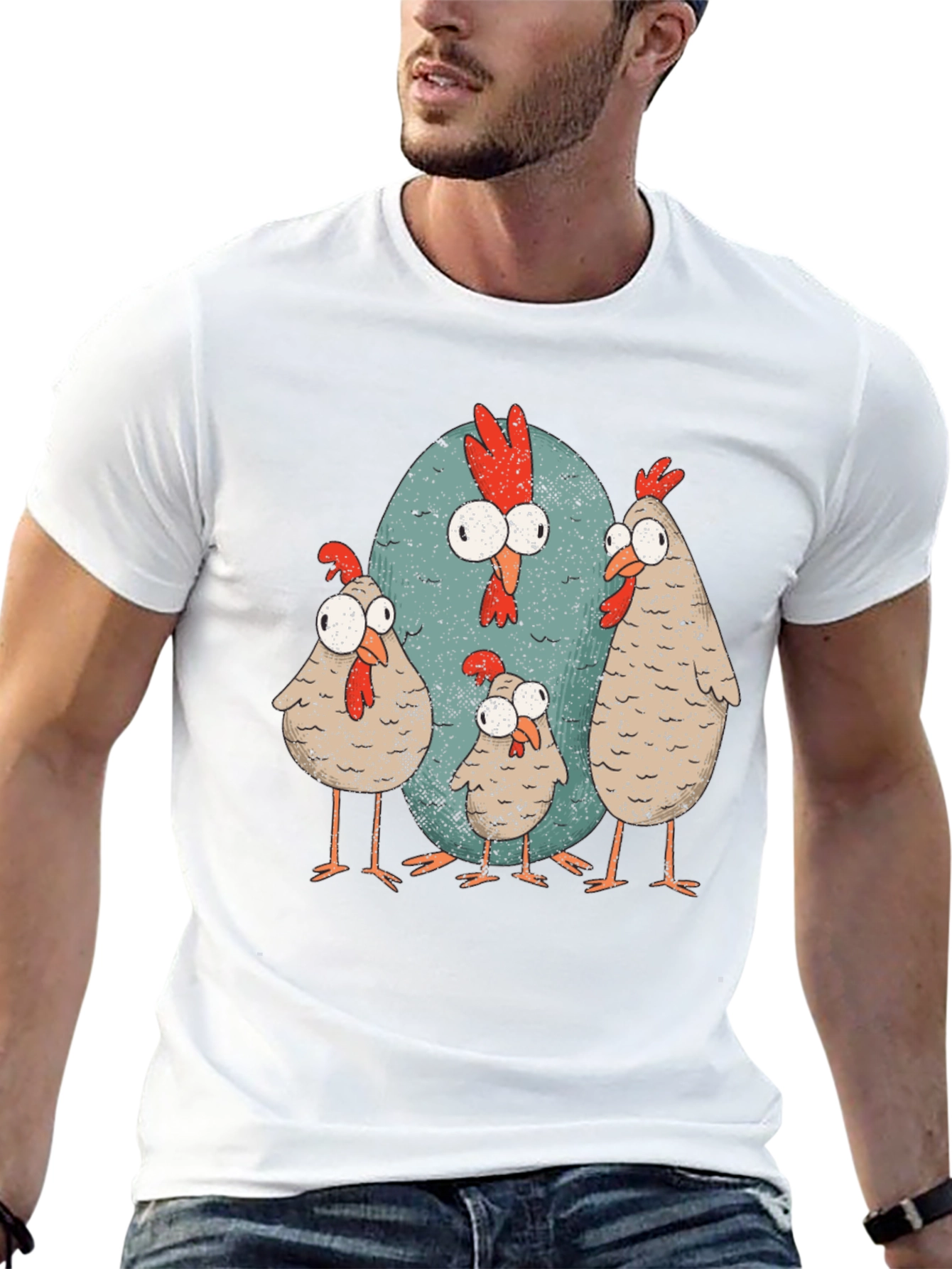 Black Funny Chicken Family Graphic Tee - Quirky Casual Wear view 13