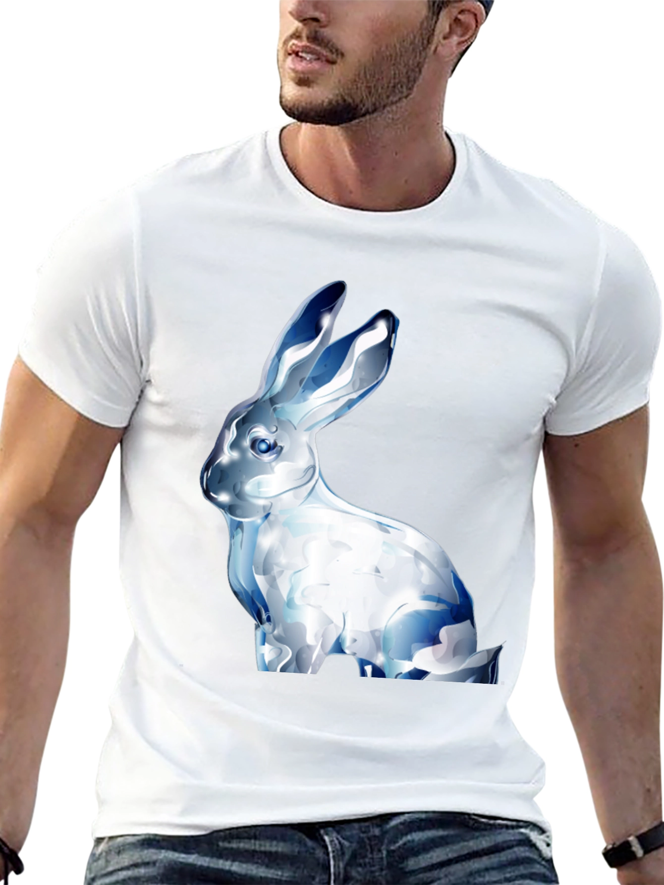 Black Crystal Rabbit Graphic Black T-Shirt view 13