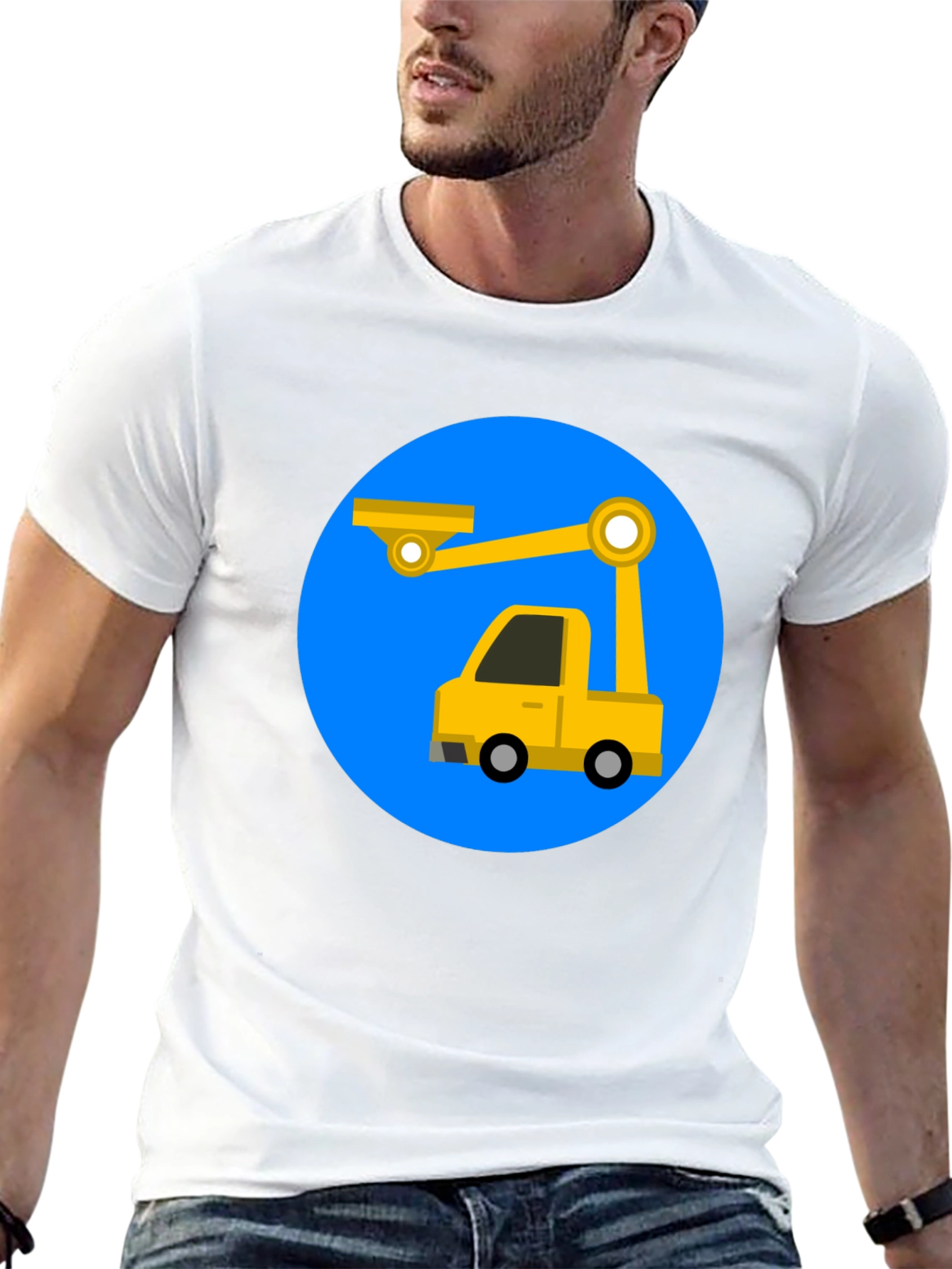 Black Cartoon Crane Truck T-Shirt - Black view 13