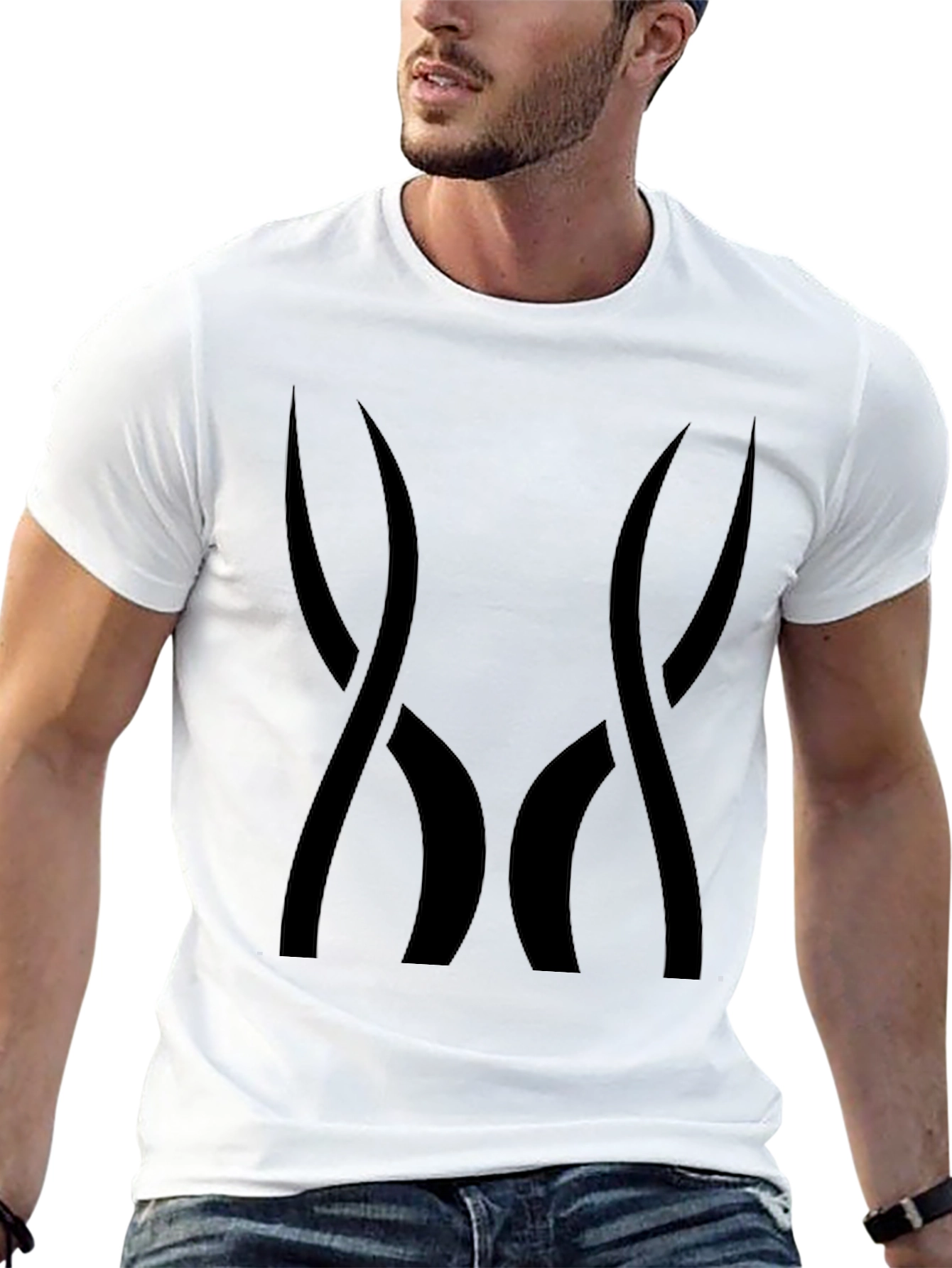 Black Men's Black Graphic Tee - Abstract Design view 13